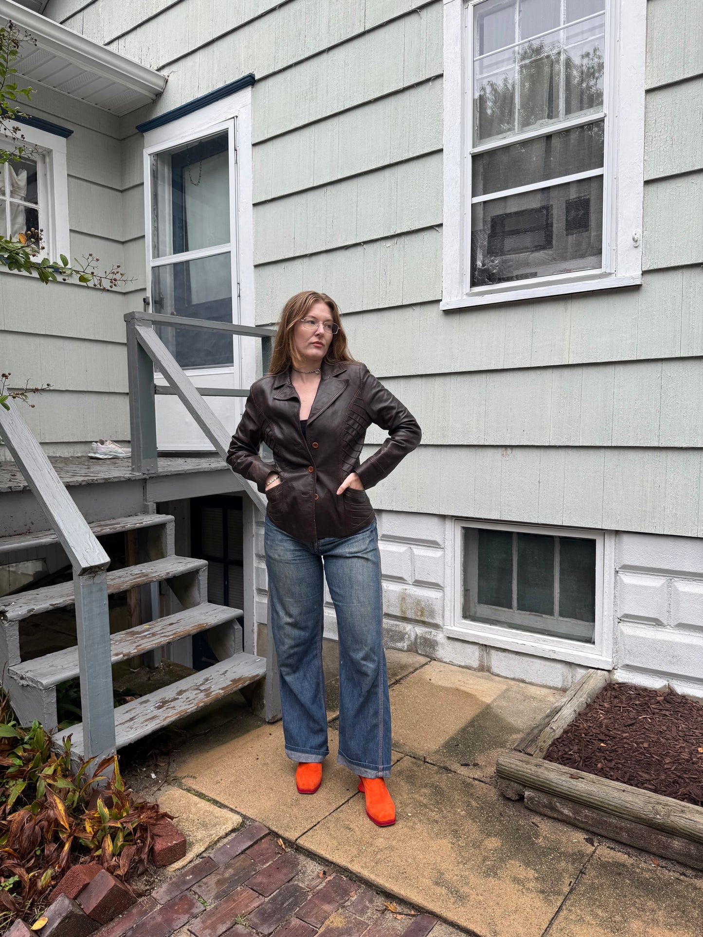 1990s Brown Leather Jacket M