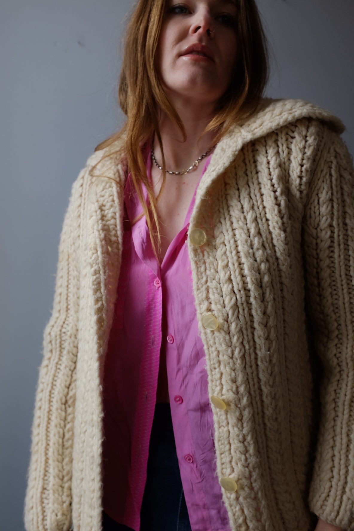 1960s Chunky Knit Sweater Cream