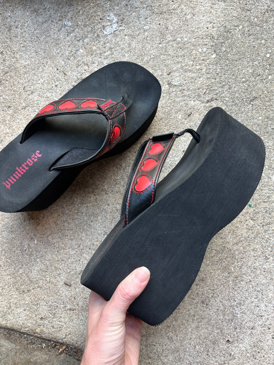 Vintage 1990s Flatform Heart Flipflops