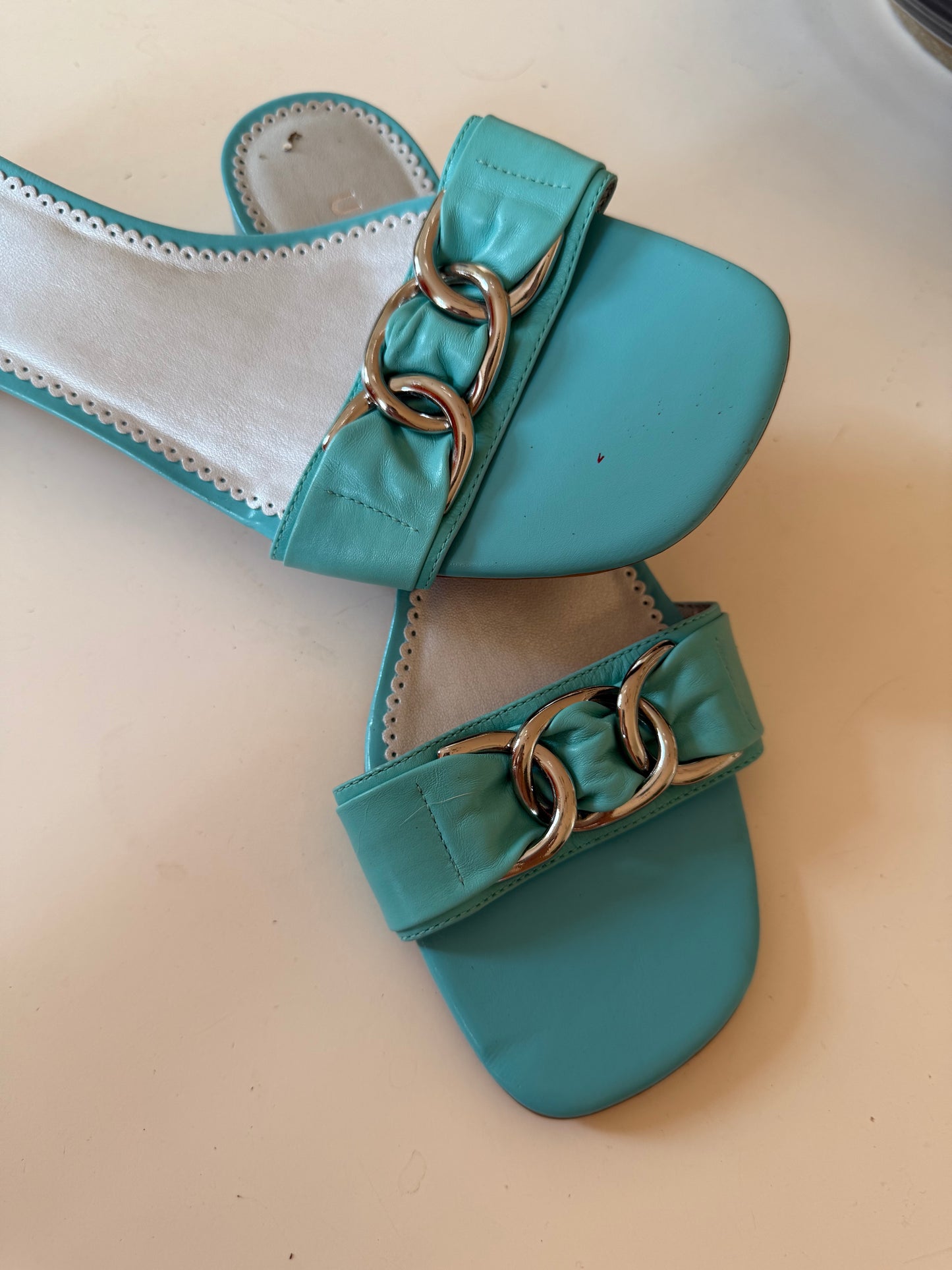 1990s Turquoise Leather Heels