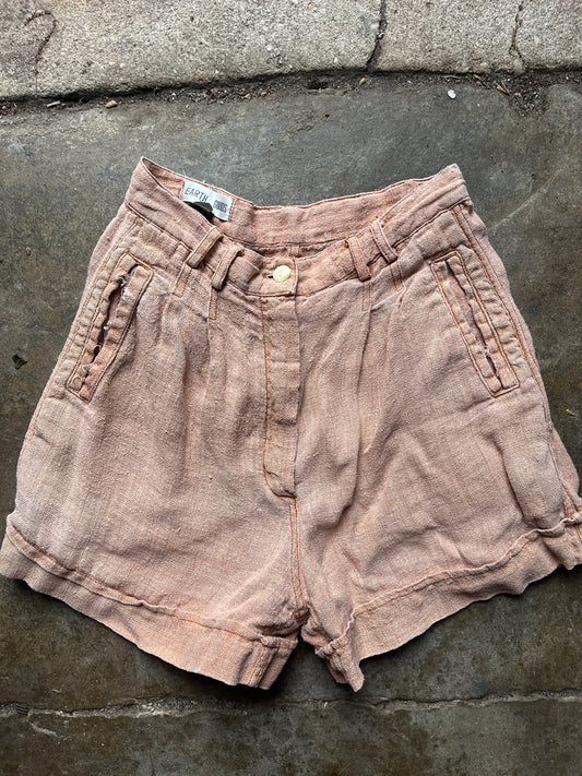 1990s Salmon-y Orange Hemp Shorts 24"