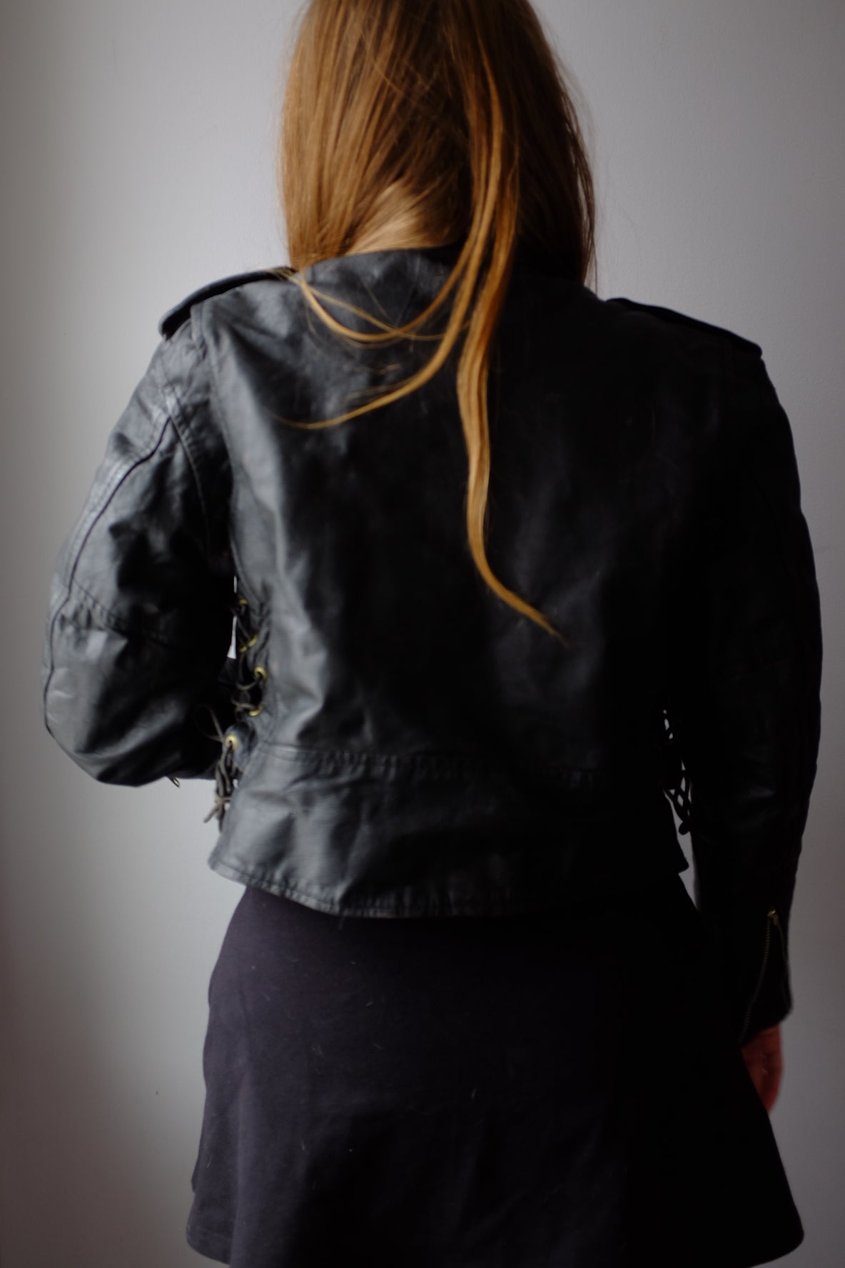 1980s Cropped Leather Moto Jacket S/M