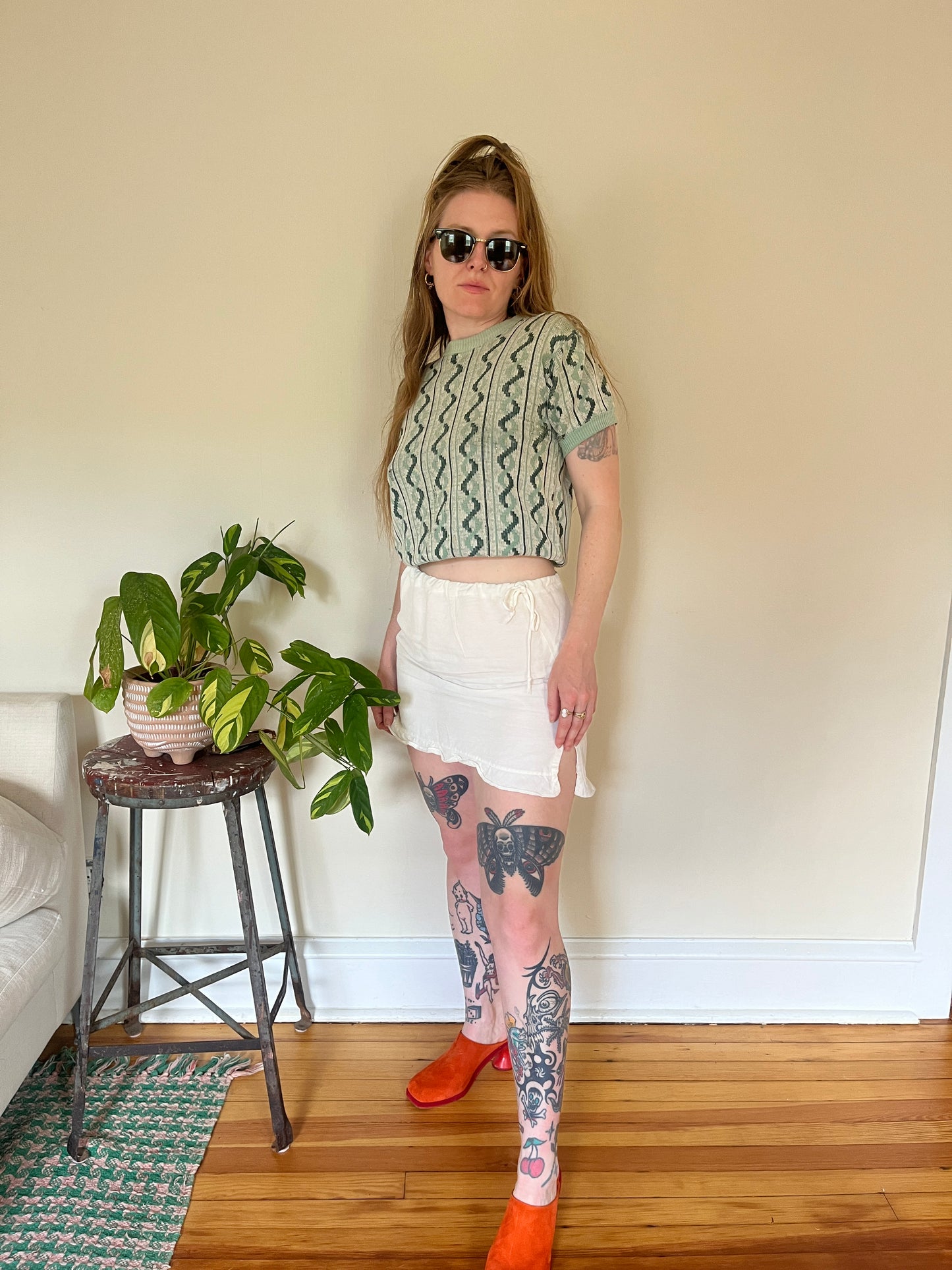 Vintage 1940s Twisted Novelty Short Sleeve Knit Sweater