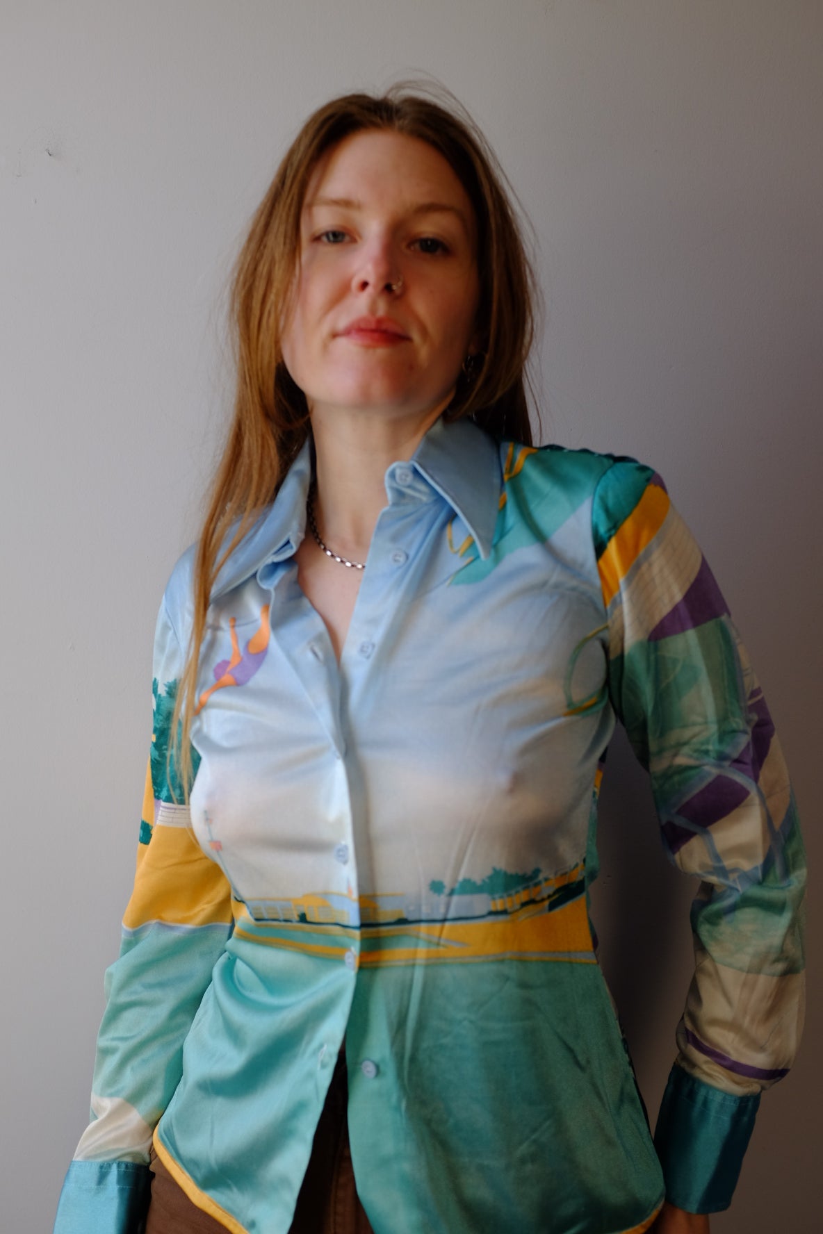 1970’s Button Up Blouse with Divers S/M