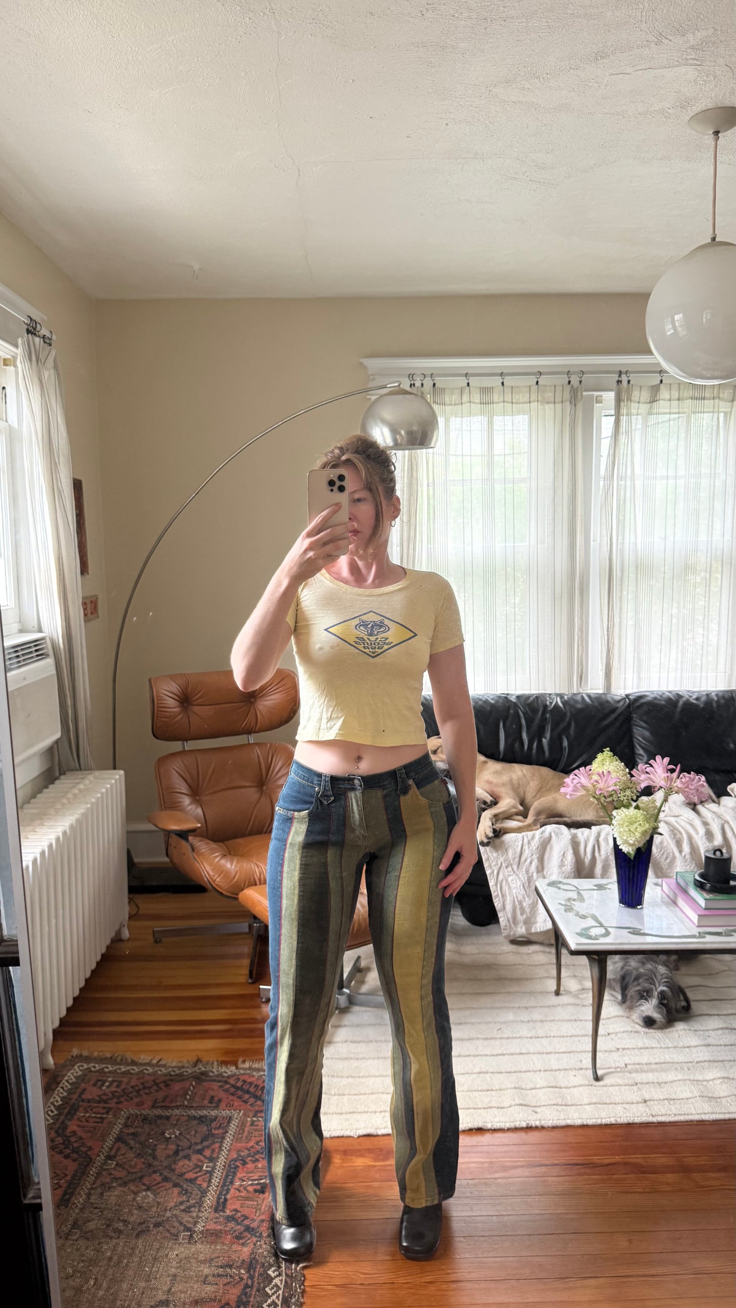 Y2K Striped Low Rise Denim Pants Marked Size 5