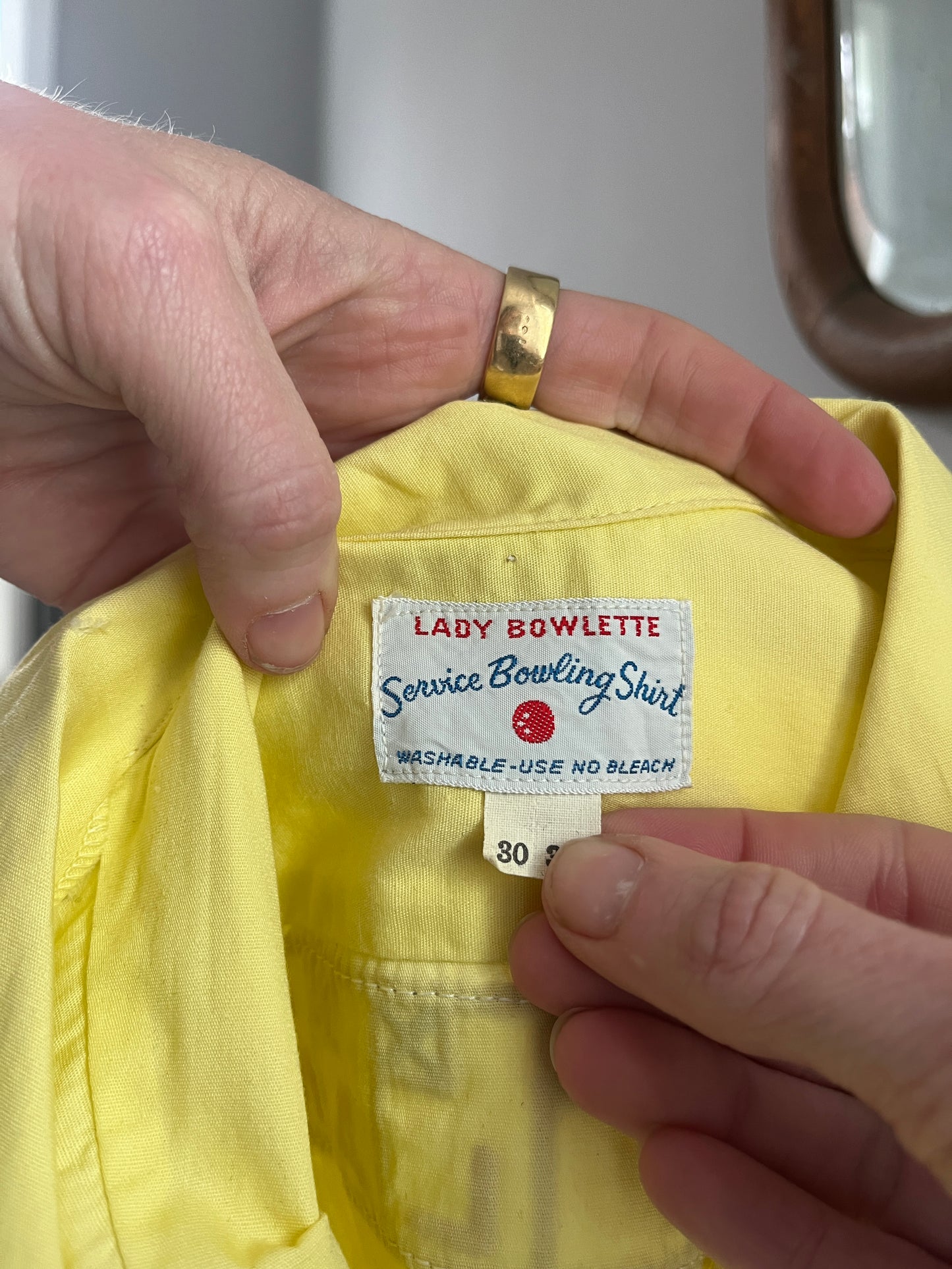 1950s Chainstitched Yellow Bowling Shirt M