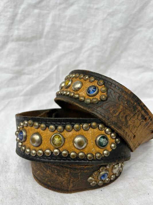 1950s Studded and Jeweled Western Belt 34”-39”