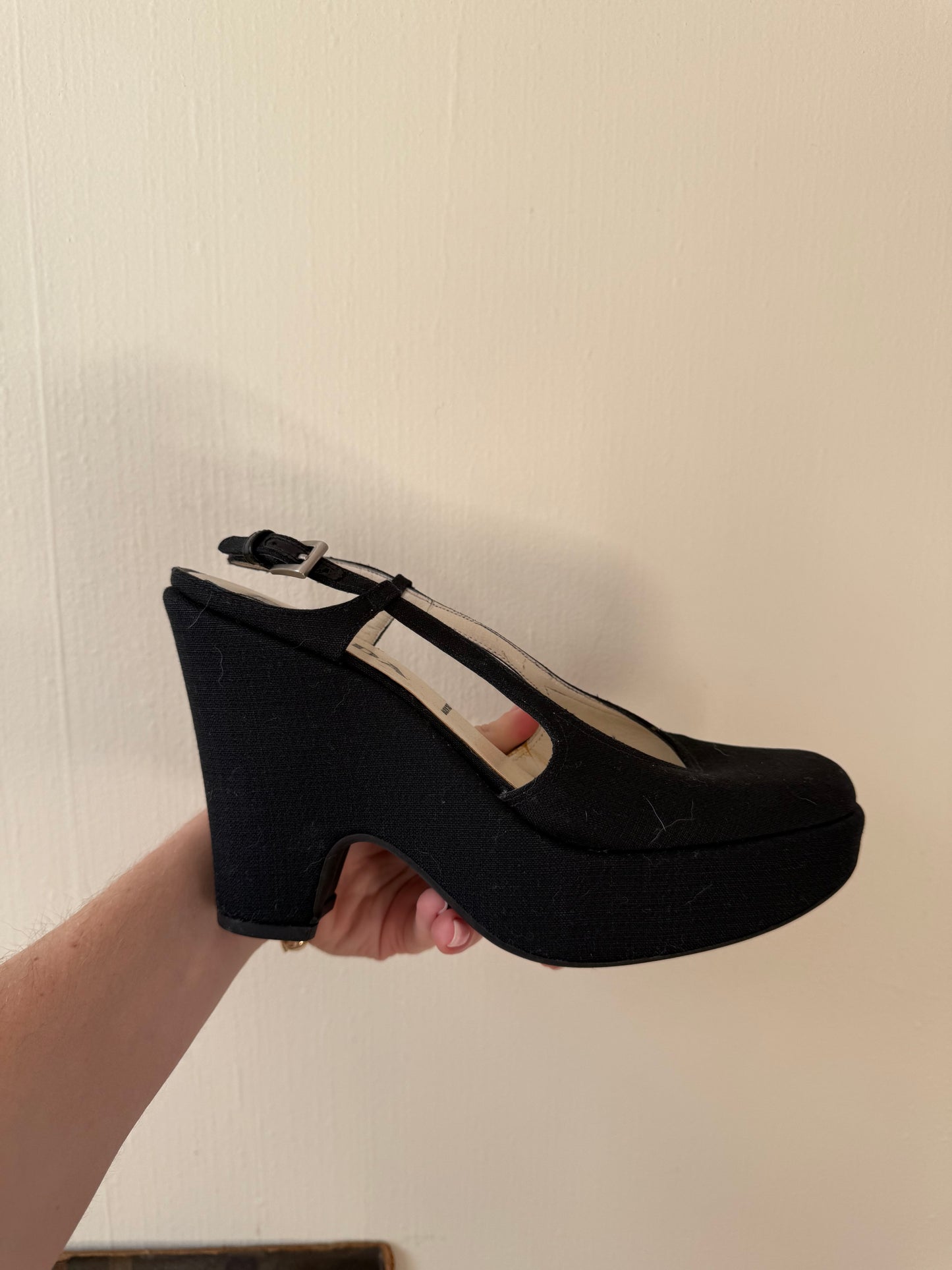 1990s Vintage Prada Black Heels 7.5