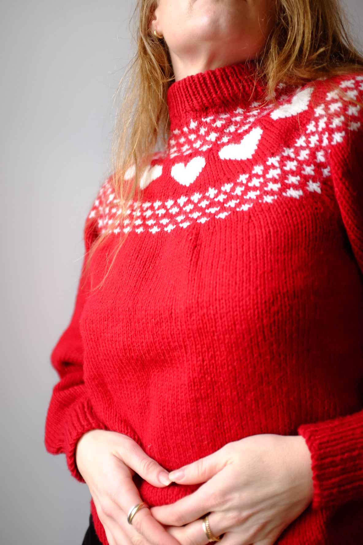 1960s Hand Knit Red Heart Sweater