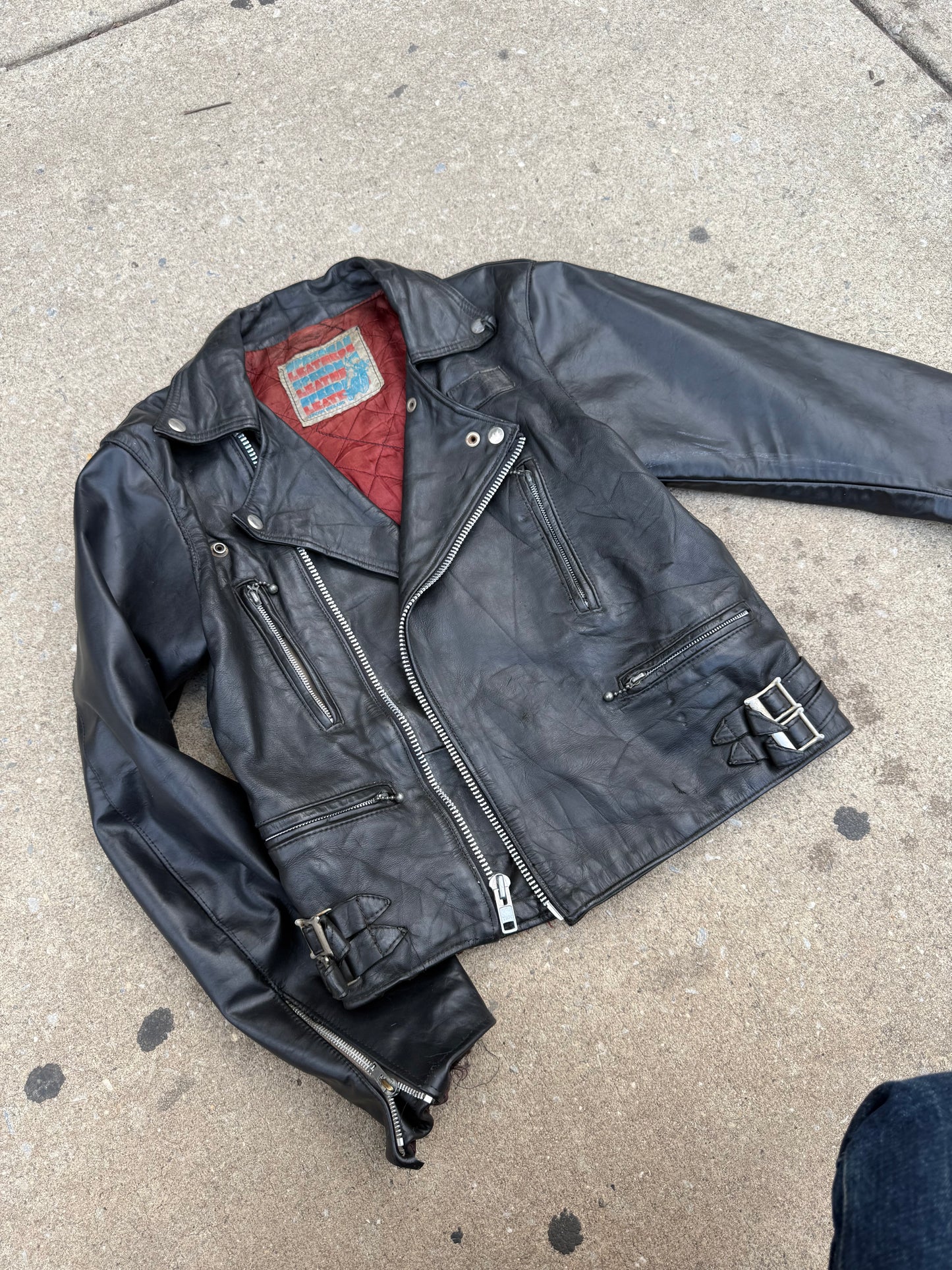 1960s Speedman Leathers Black Leather Biker Moto Jacket