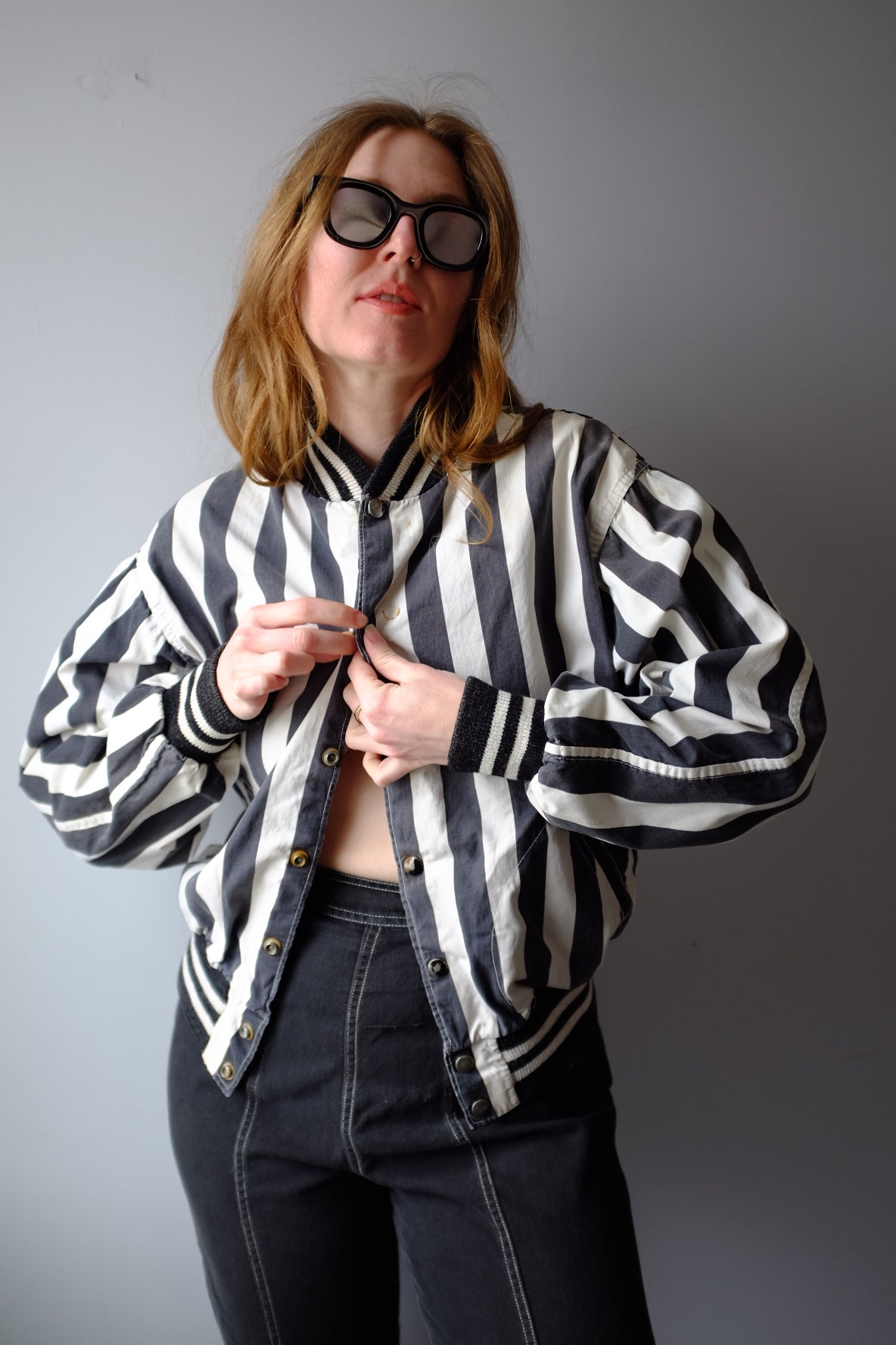 1950s Black and White Striped Referee Jacket