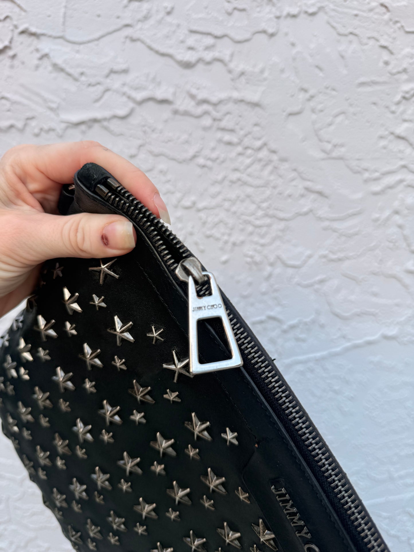 Jimmy Choo Leather Star Studded Clutch