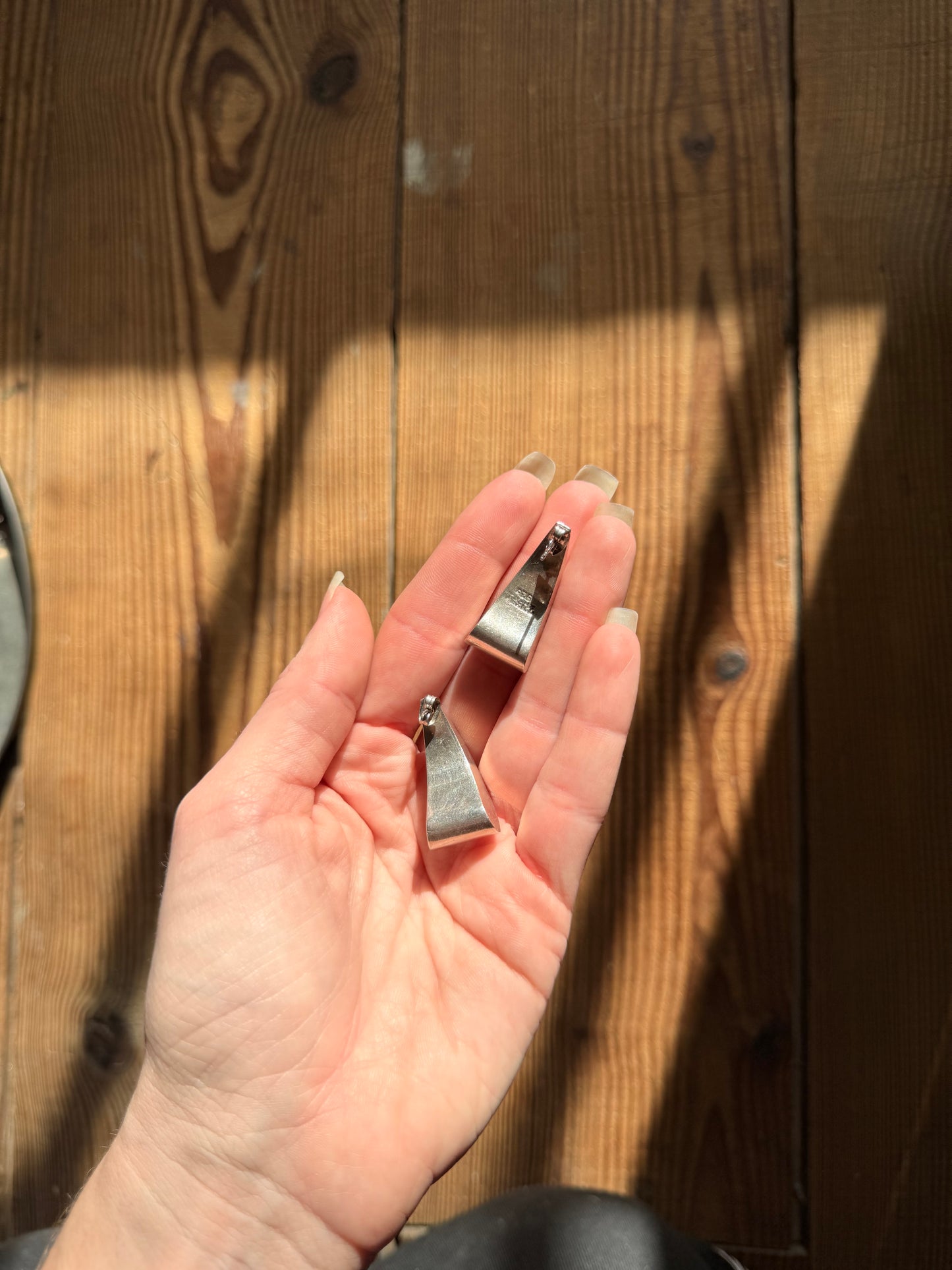 925 Silver Chunky Art Deco Style Hanging Earrings