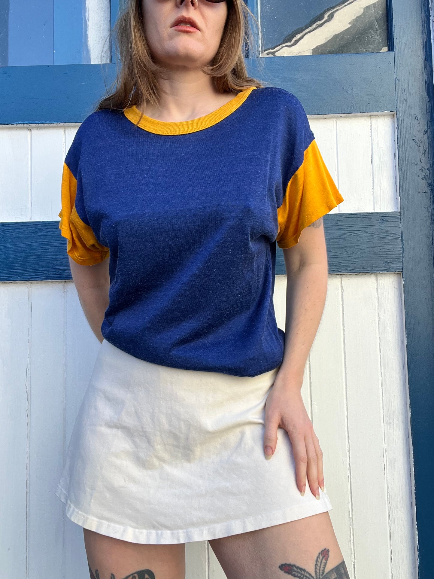 1960s Blue and Yellow Jersey M