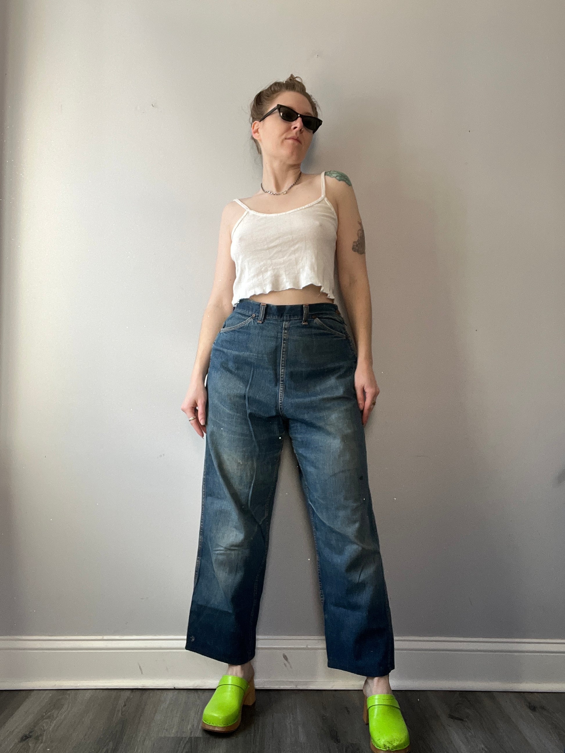 Vintage 1940s 1950s Side Zip Jeans 28”