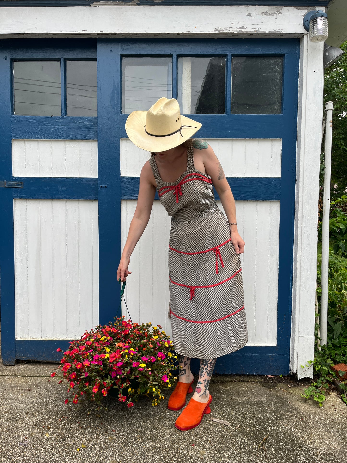 1940s Cotton Gingham Dress