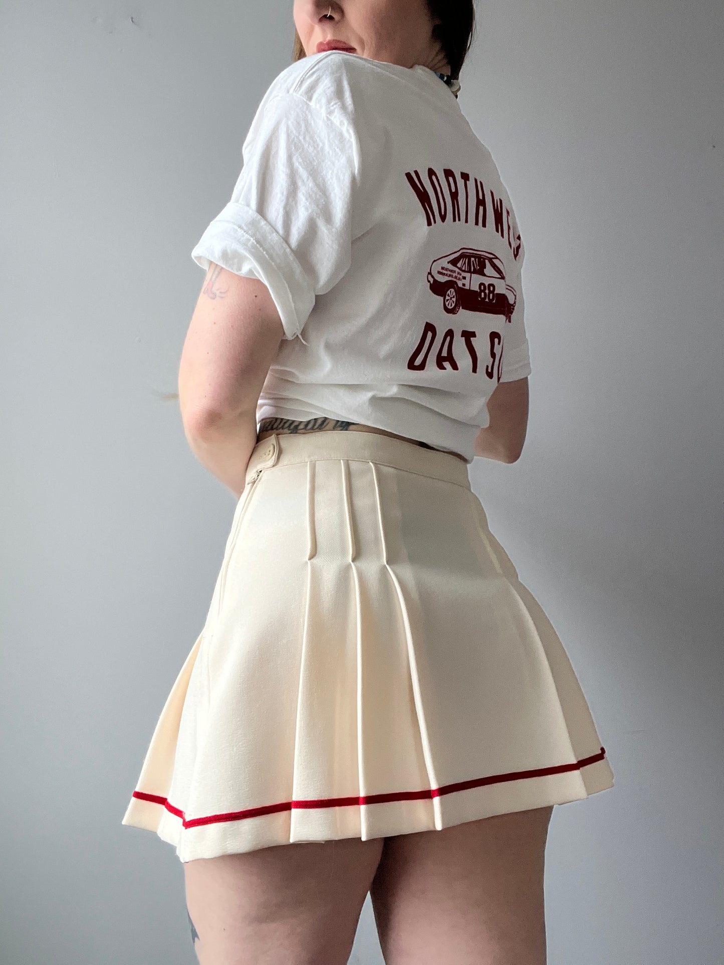 1970s Ellesse Cream Tennis Skirt S