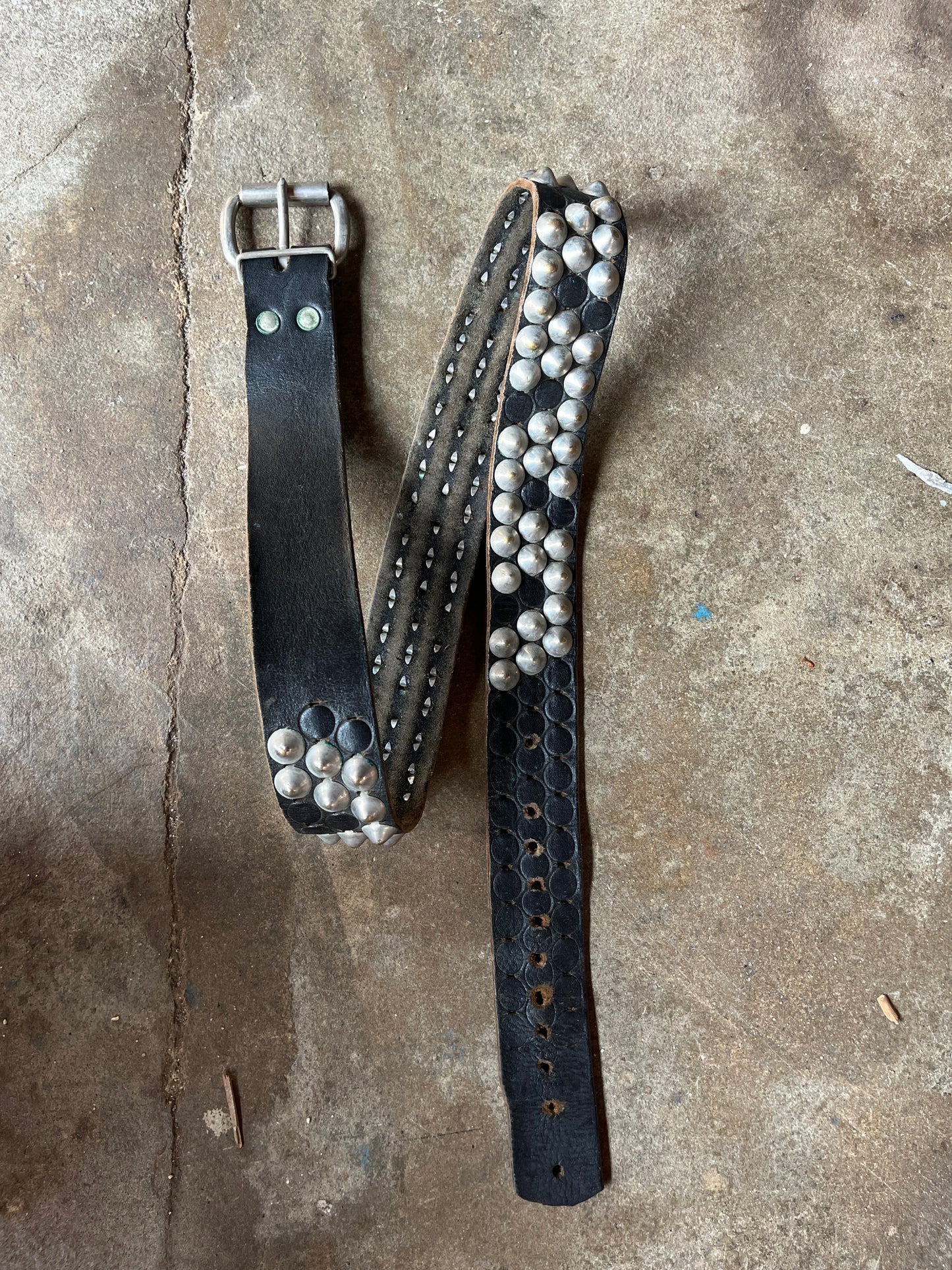 Vintage Leather Punk Studded Black Belt