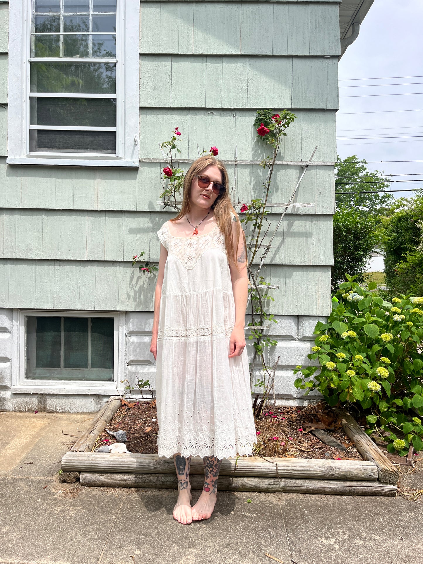 Antique Victorian Cotton Lace Dress