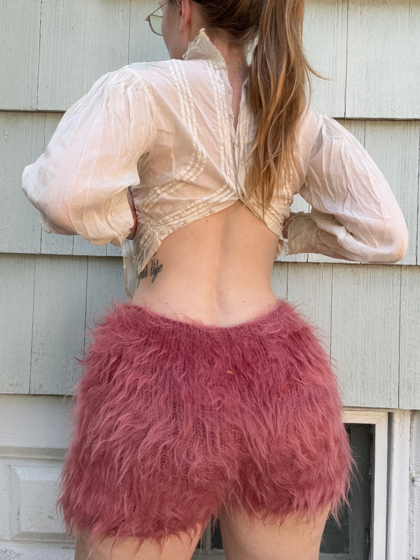 Antique Victorian Corset White Cotton Top S