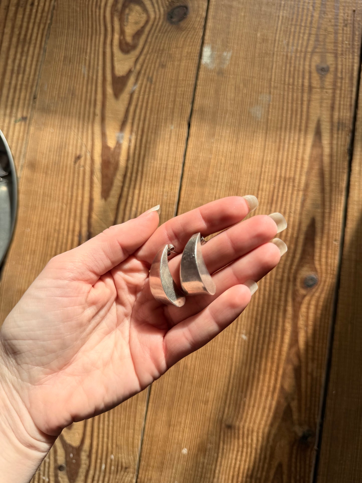 925 Silver Chunky Art Deco Style Hanging Earrings