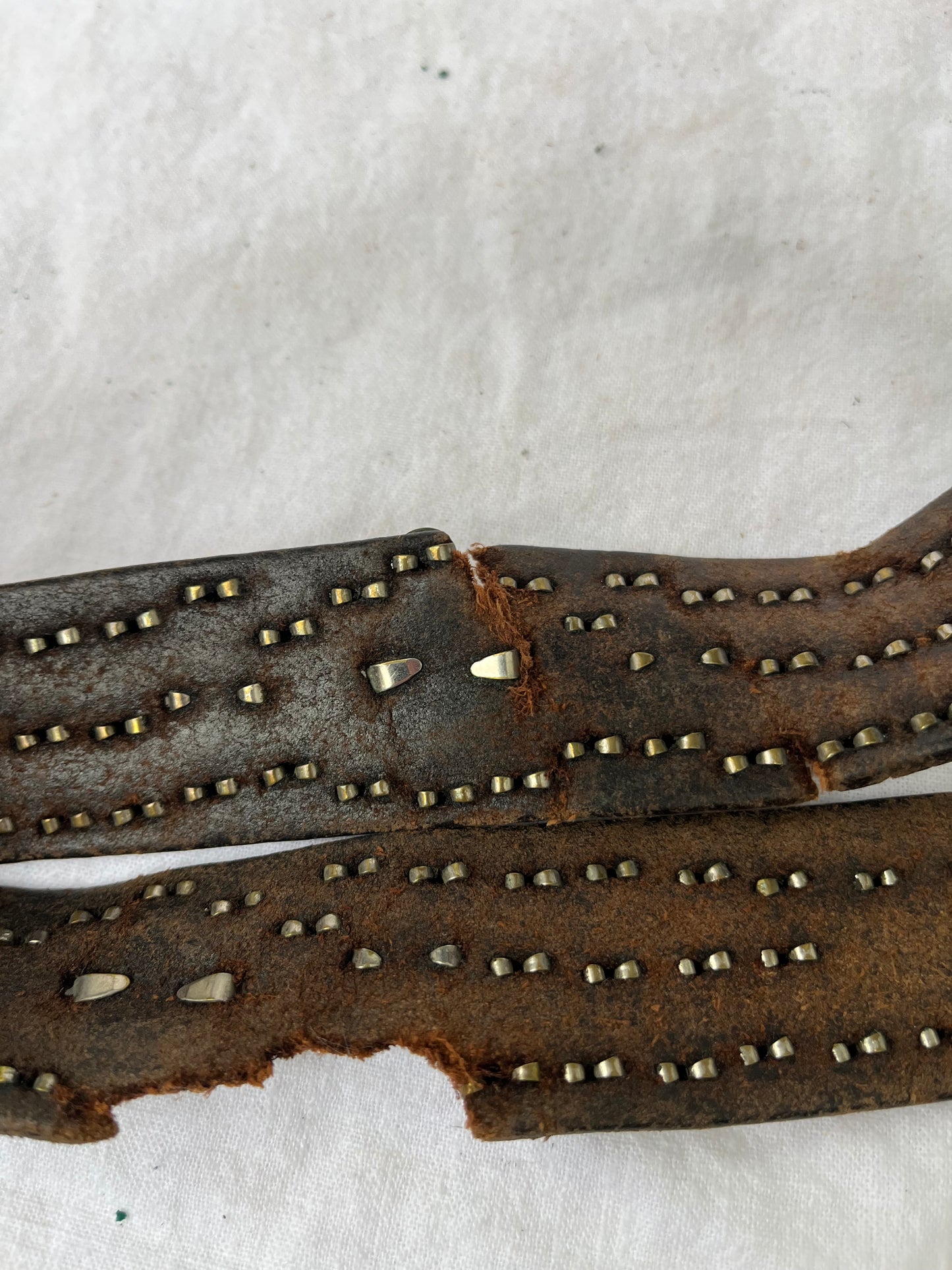 1950s Brown Leather Studded Buco Style Belt 30”-32” Has Damage
