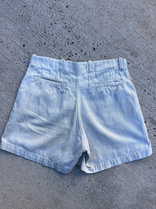 1930s 1940s Off White Button Fly Shorts 28”