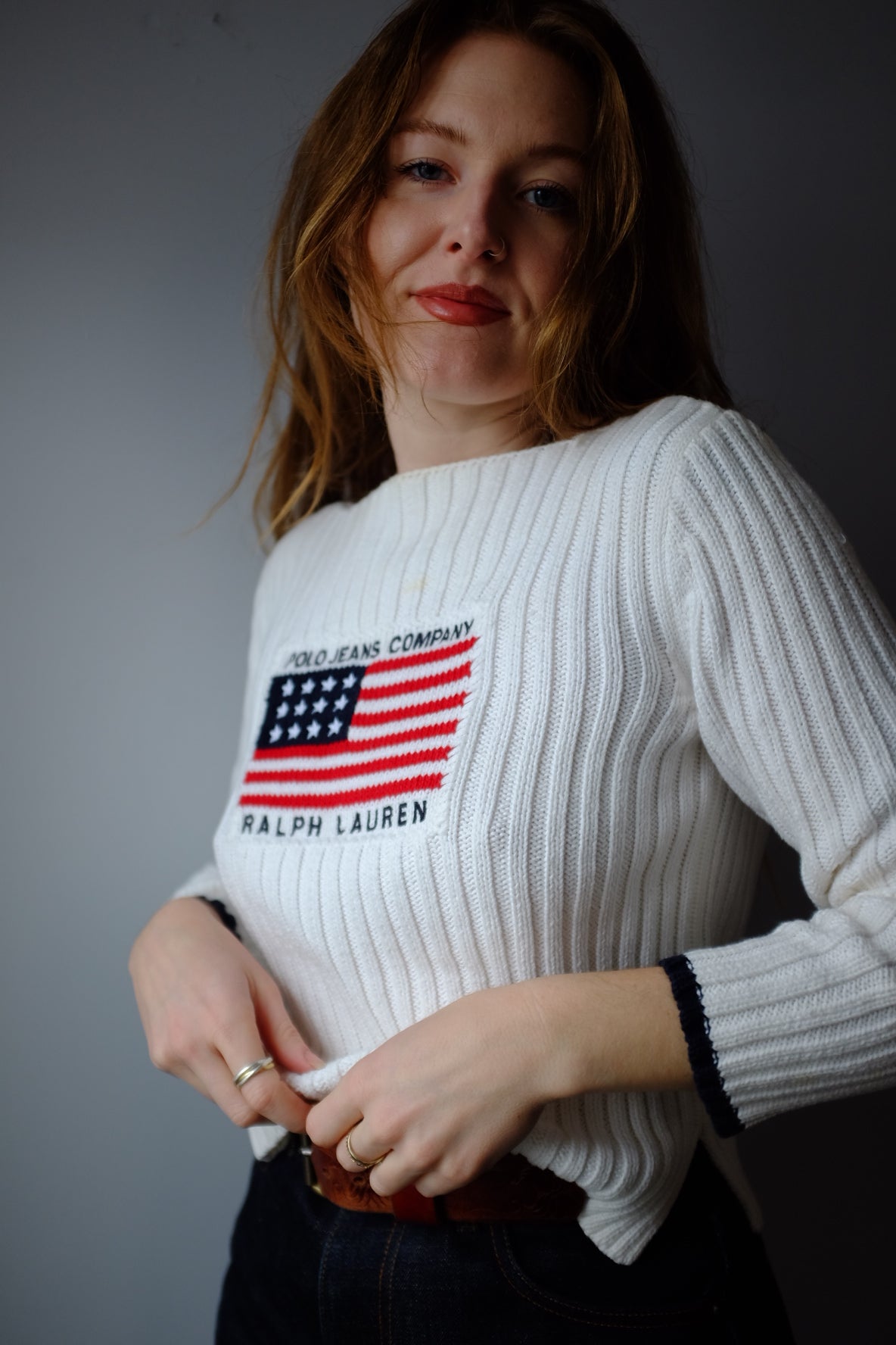 1990s Ralph Lauren American Flag Sweater S