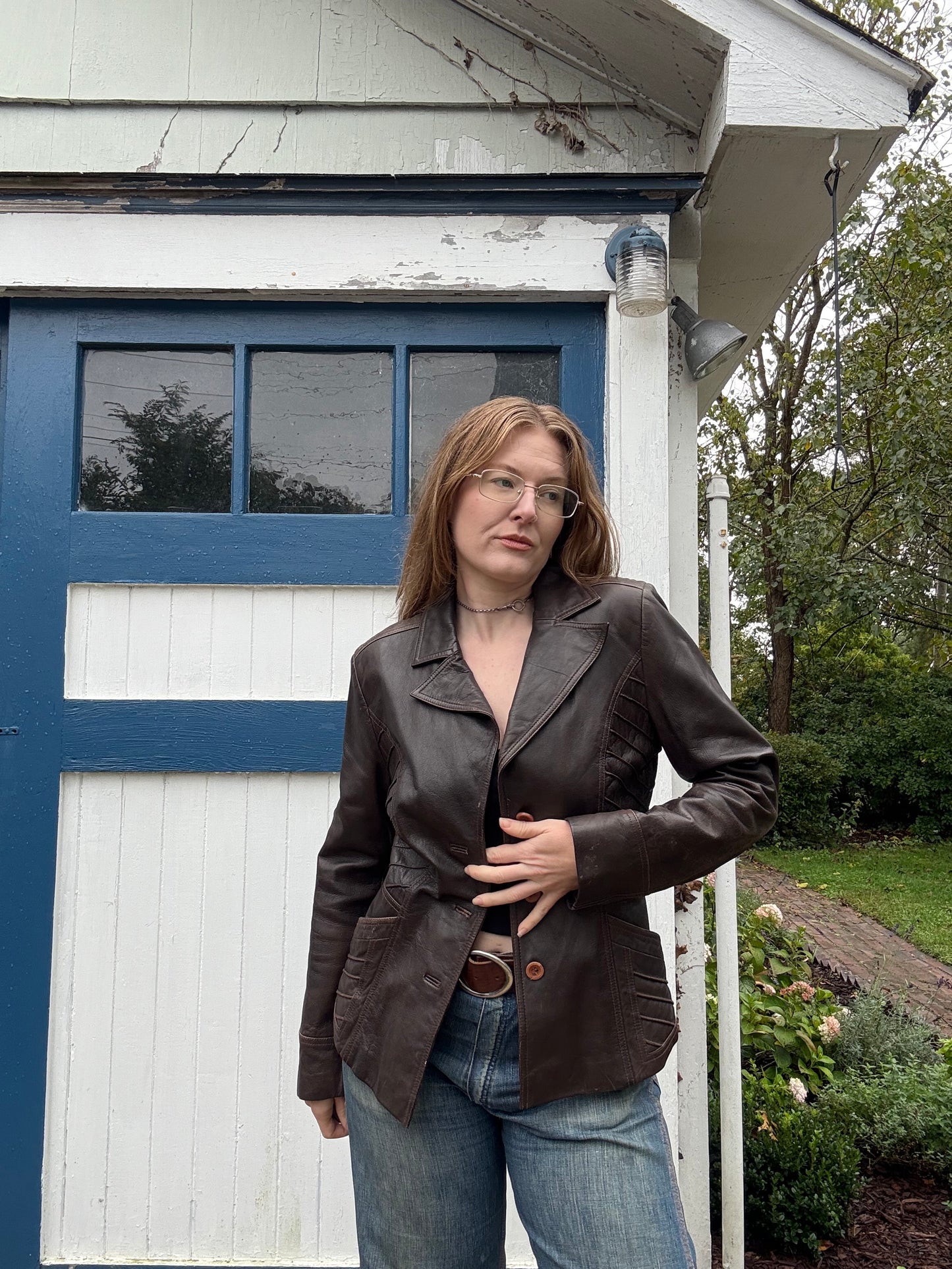 1990s Brown Leather Jacket M