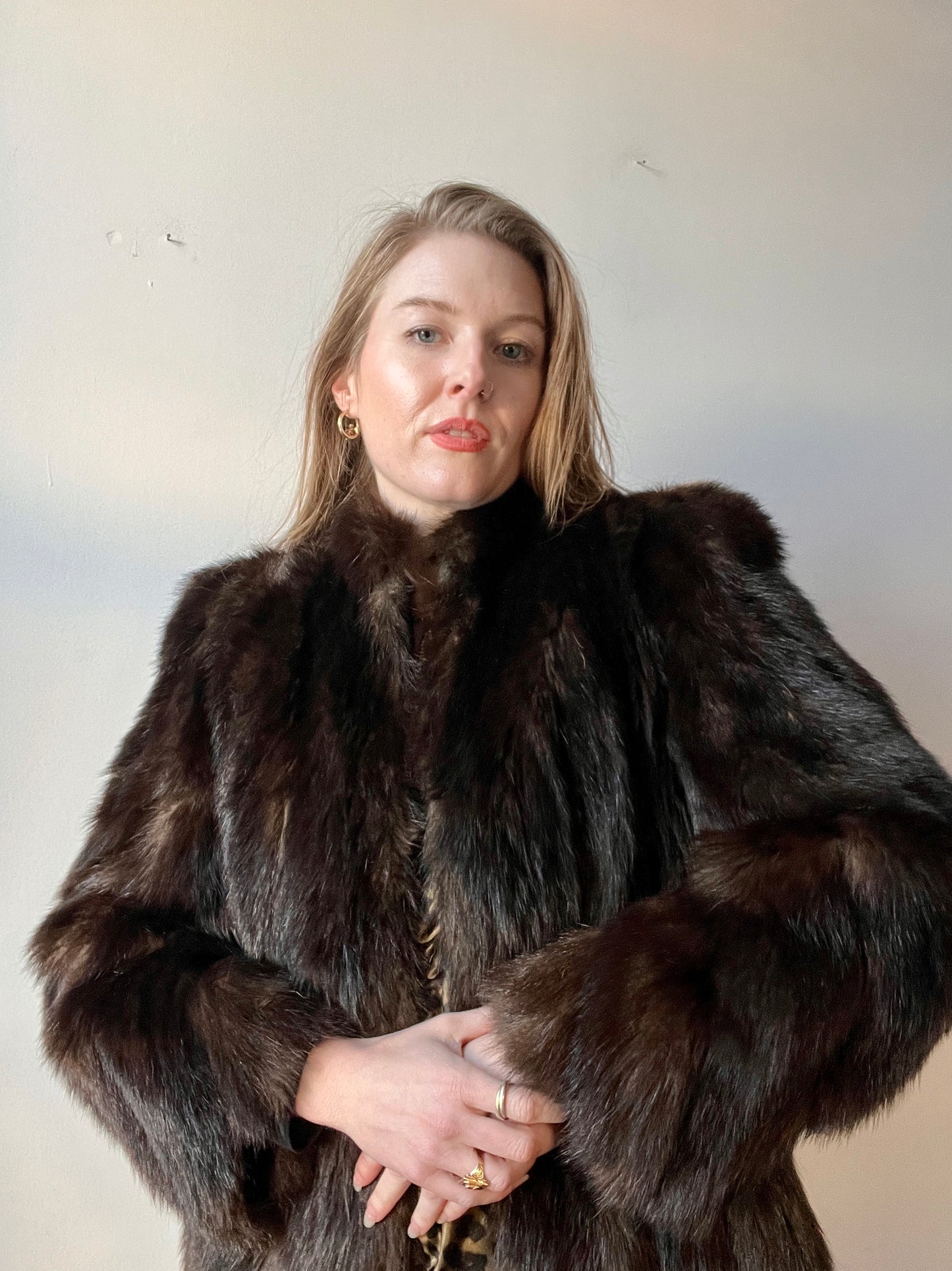 1950s Authentic Mink Fur Coat M