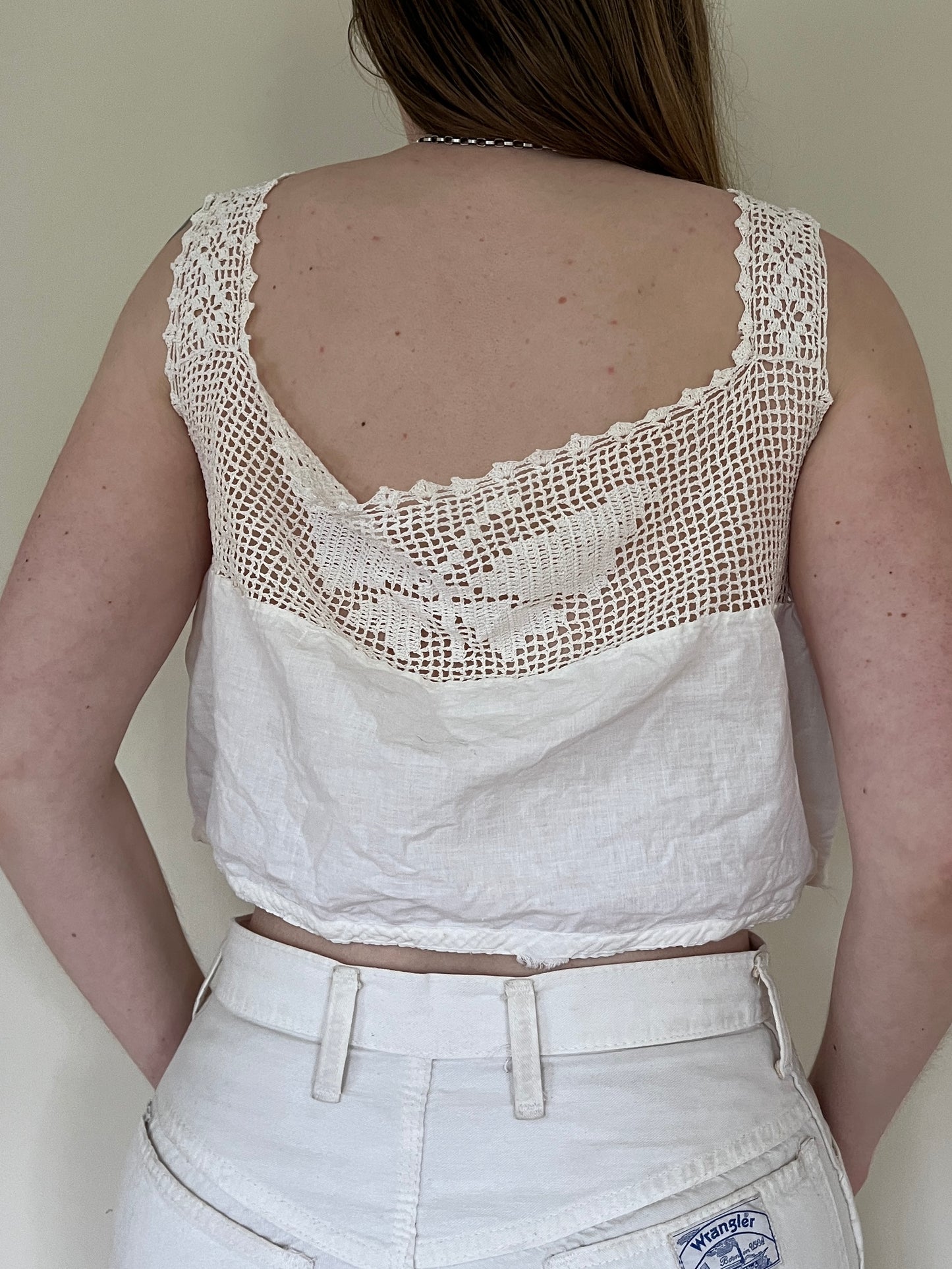 Antique White Camisole Butterfly Crochet