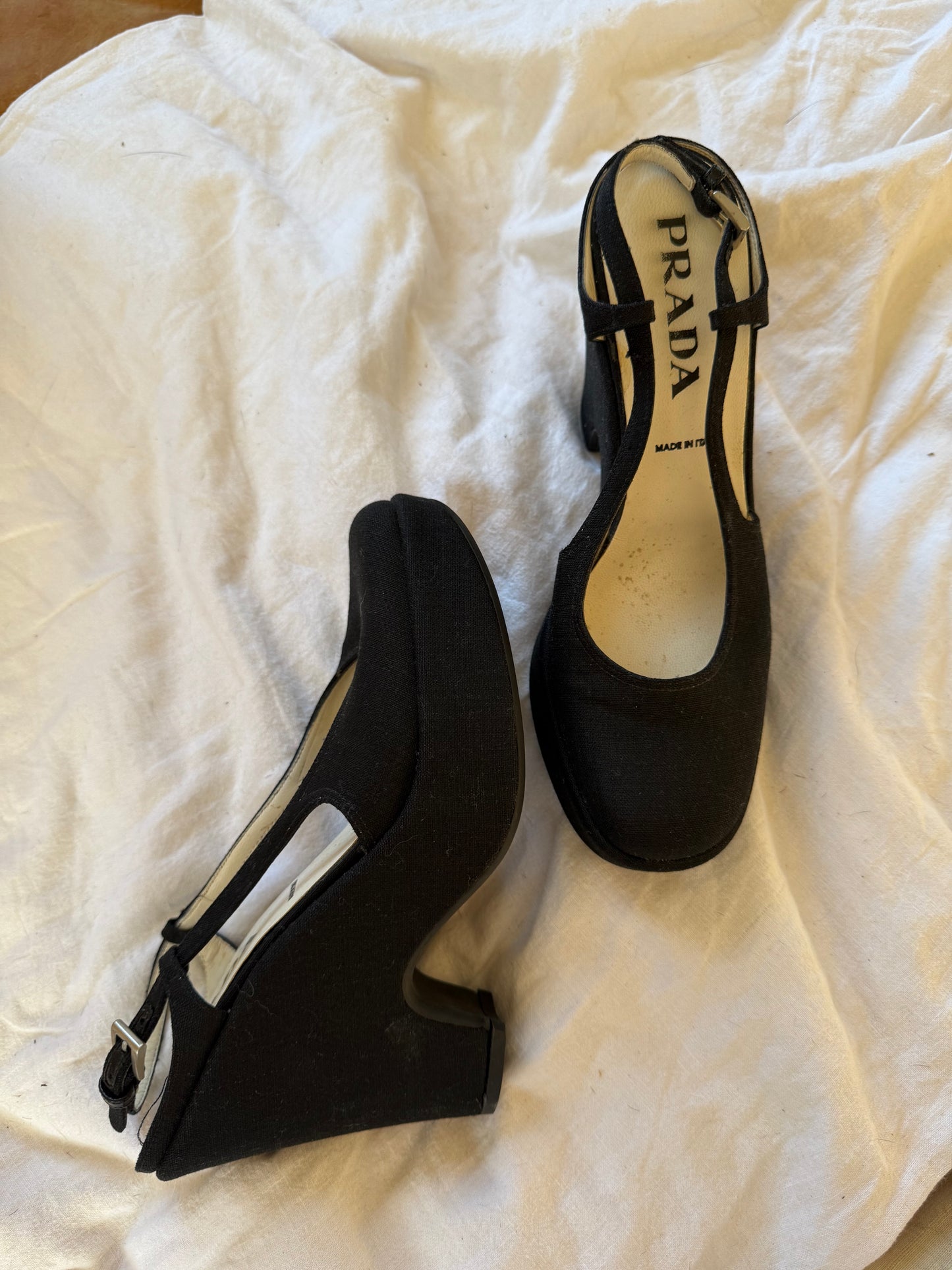 1990s Vintage Prada Black Heels 7.5