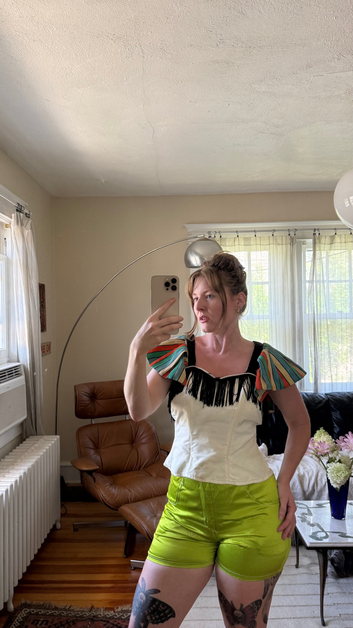 1990s Super Funky Lime Green Shiny Hot Shorts