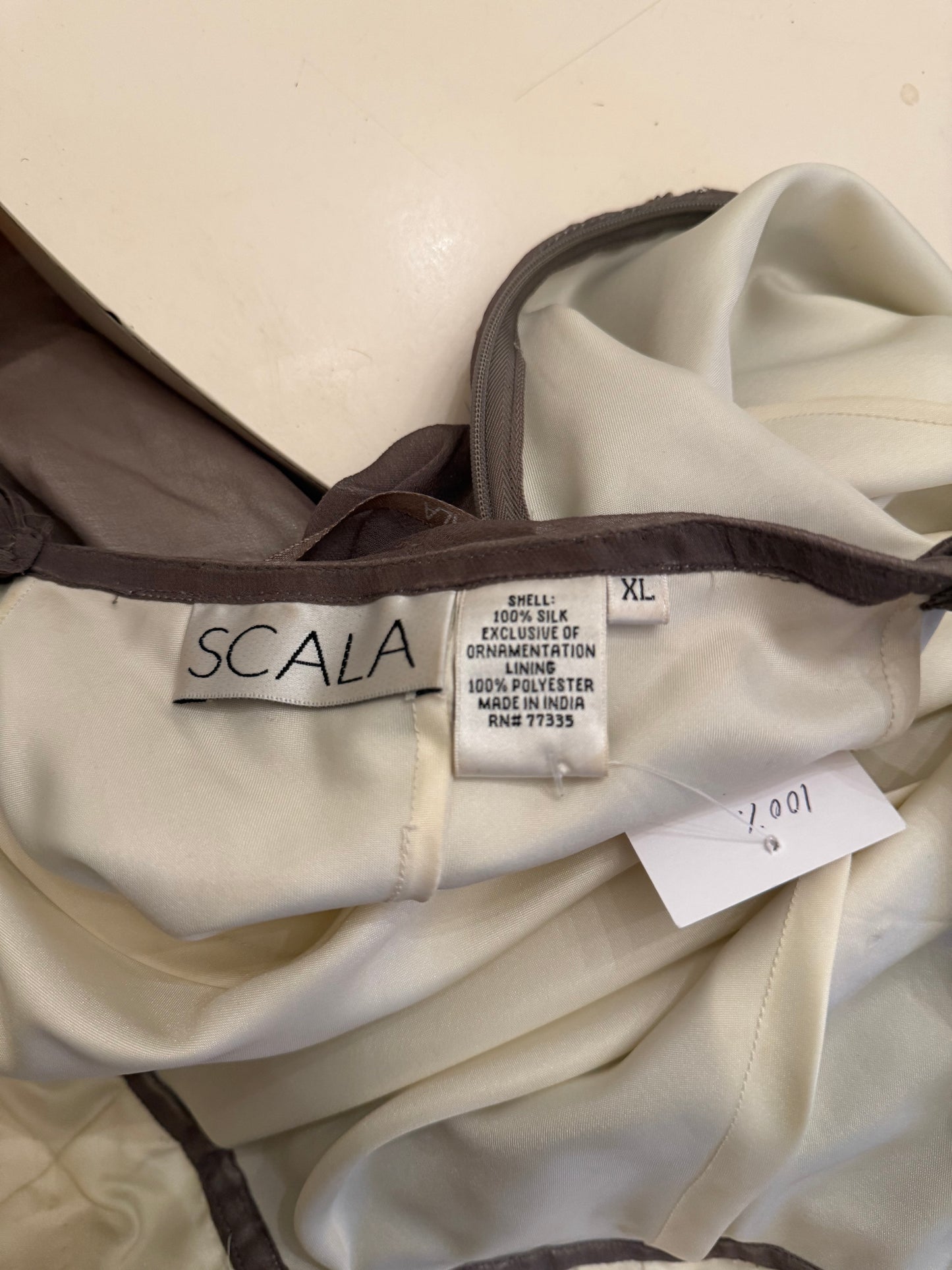 1990s 100% Silk & Beaded Scala Dress L