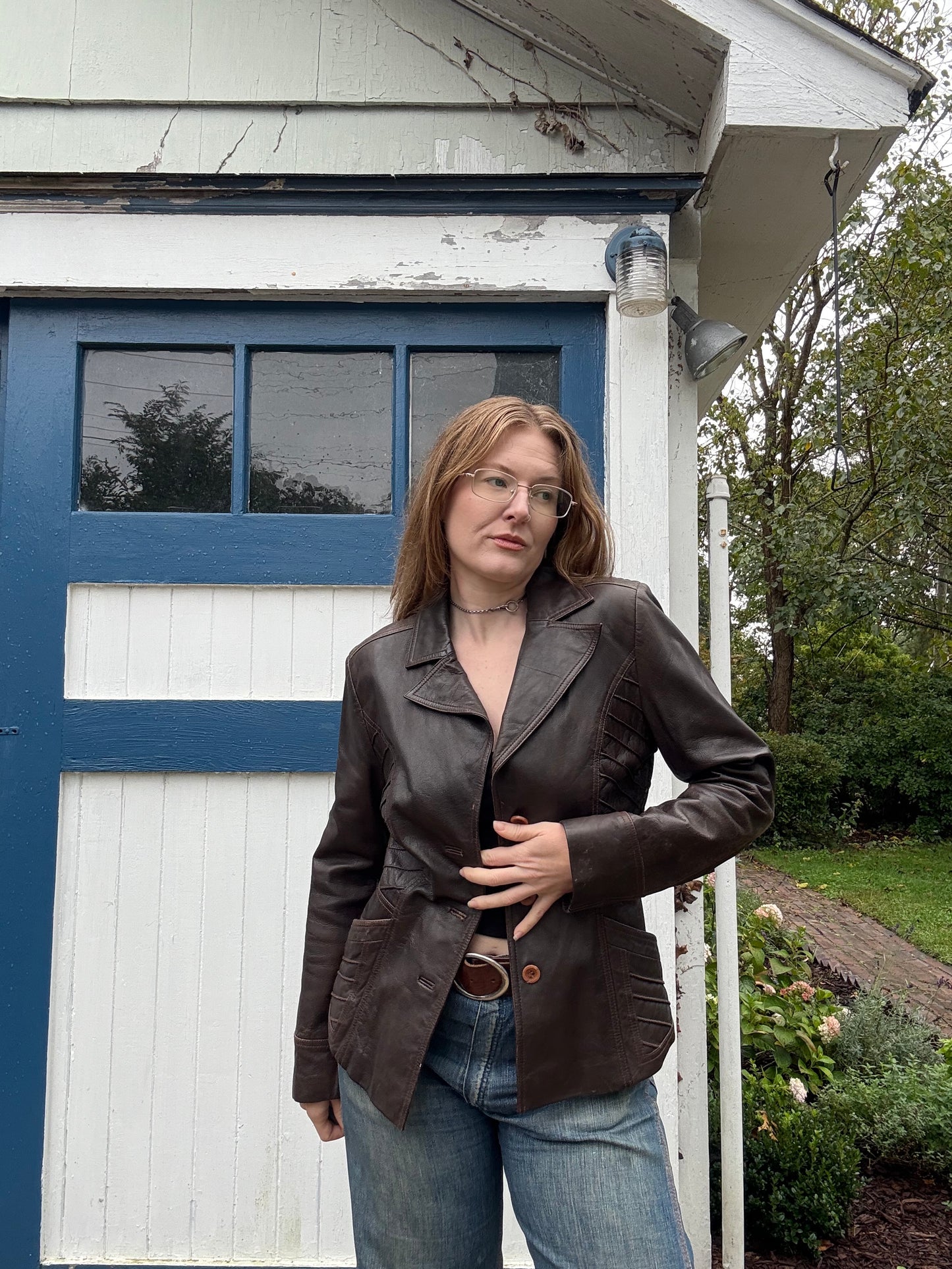 1990s Brown Leather Jacket M