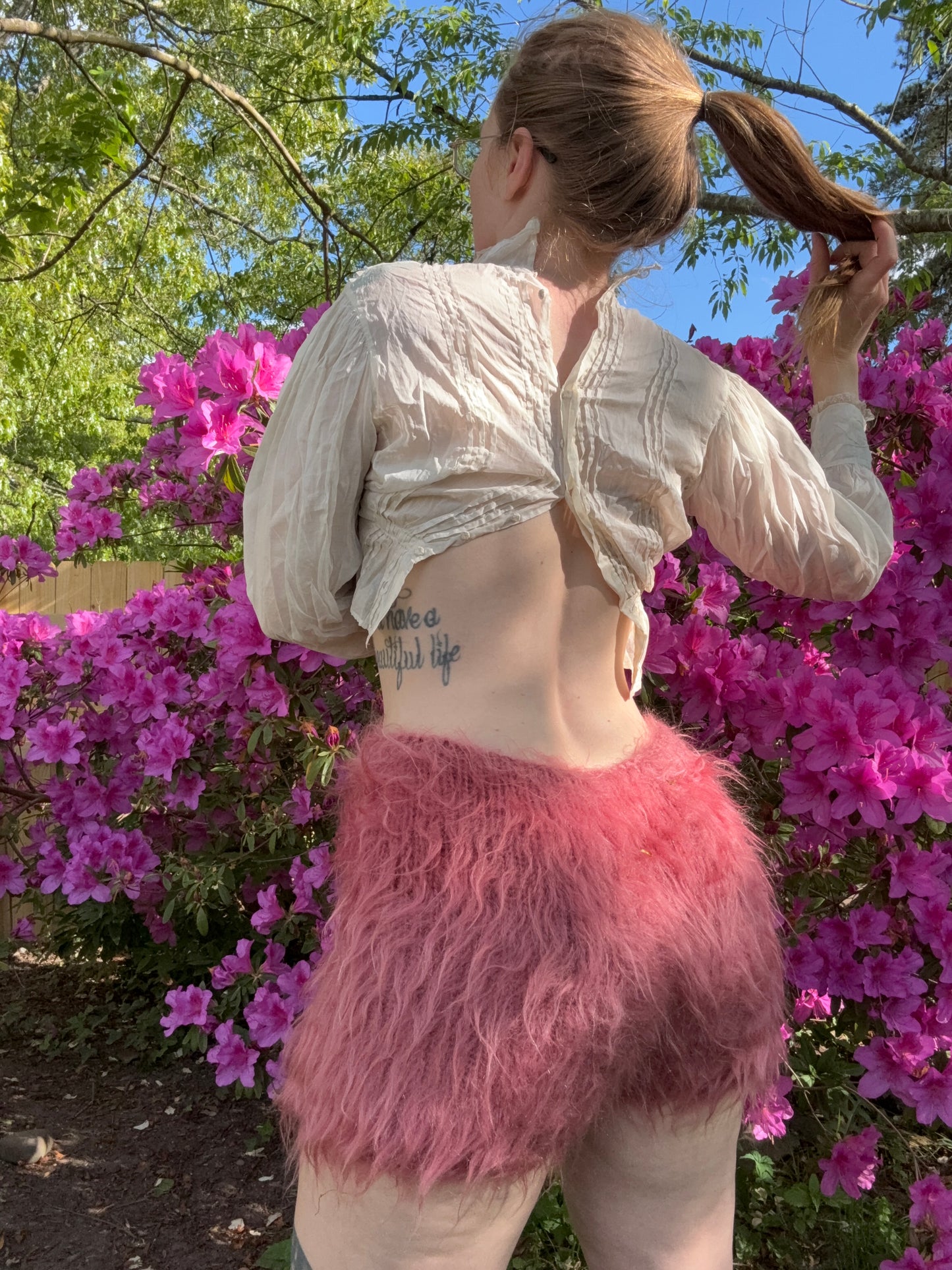 Hot Pink Shaggy Mohair Shorts