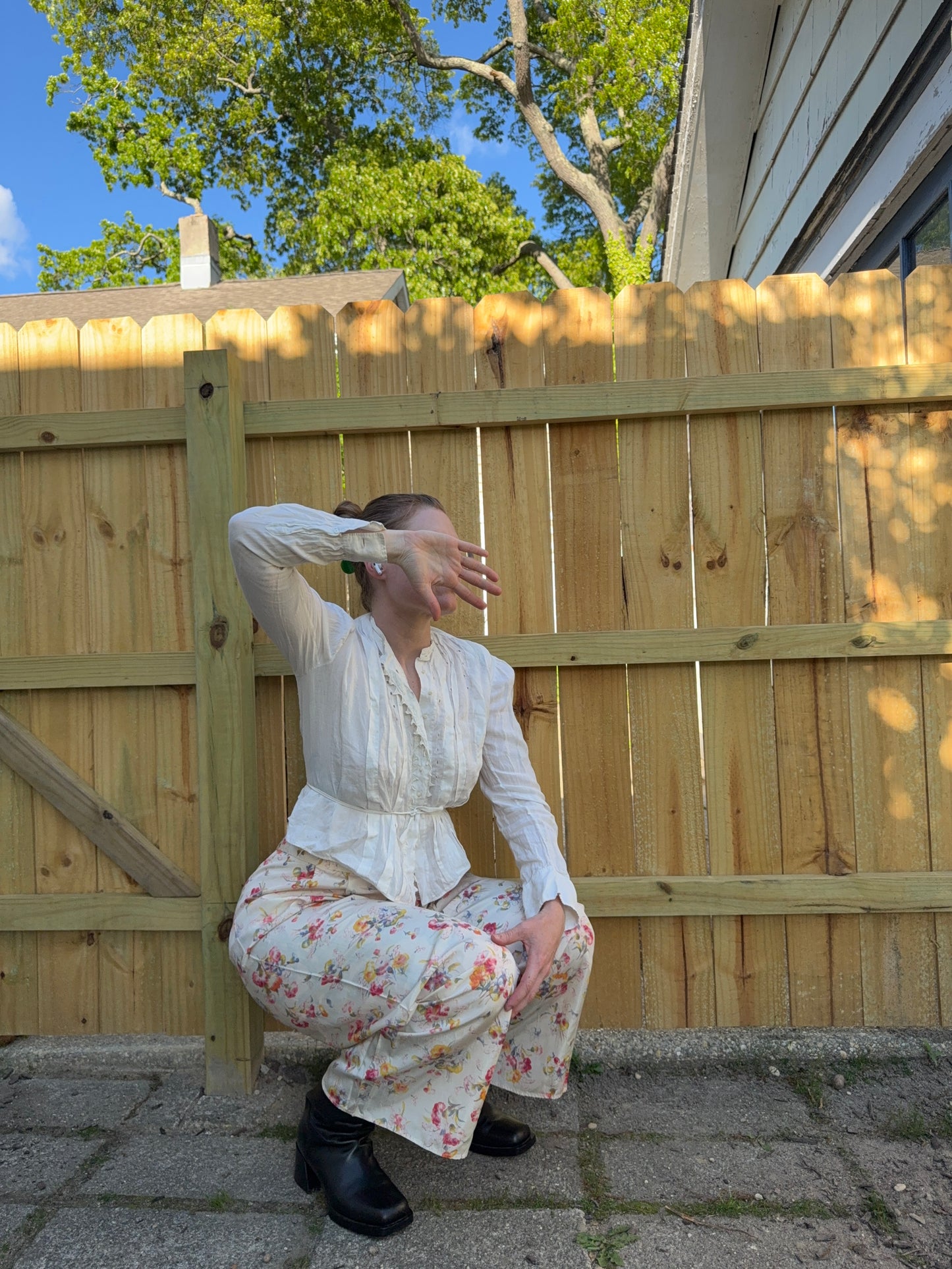 1940s Floral Wide Leg Pants 28”-30”