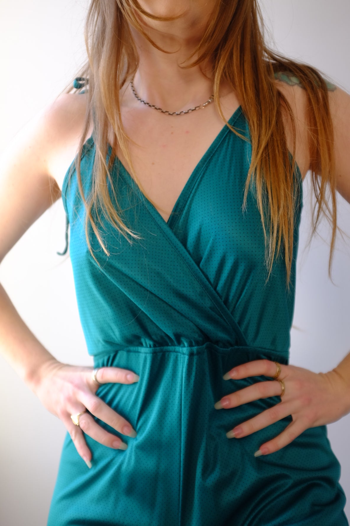 1970s Teal Jumpsuit S/M