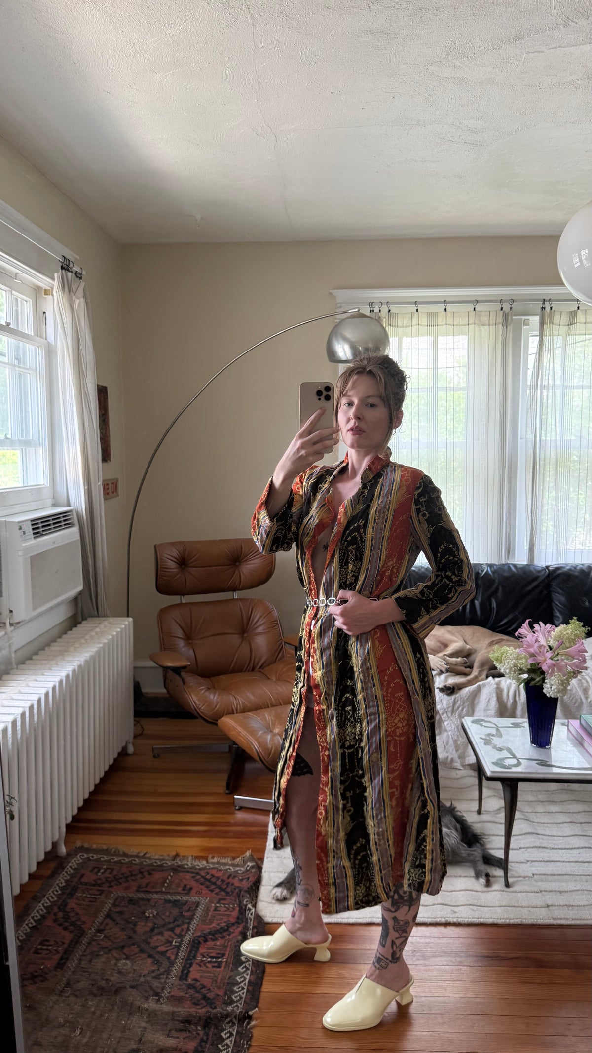 1920s Antique Striped Colorful Open Duster
