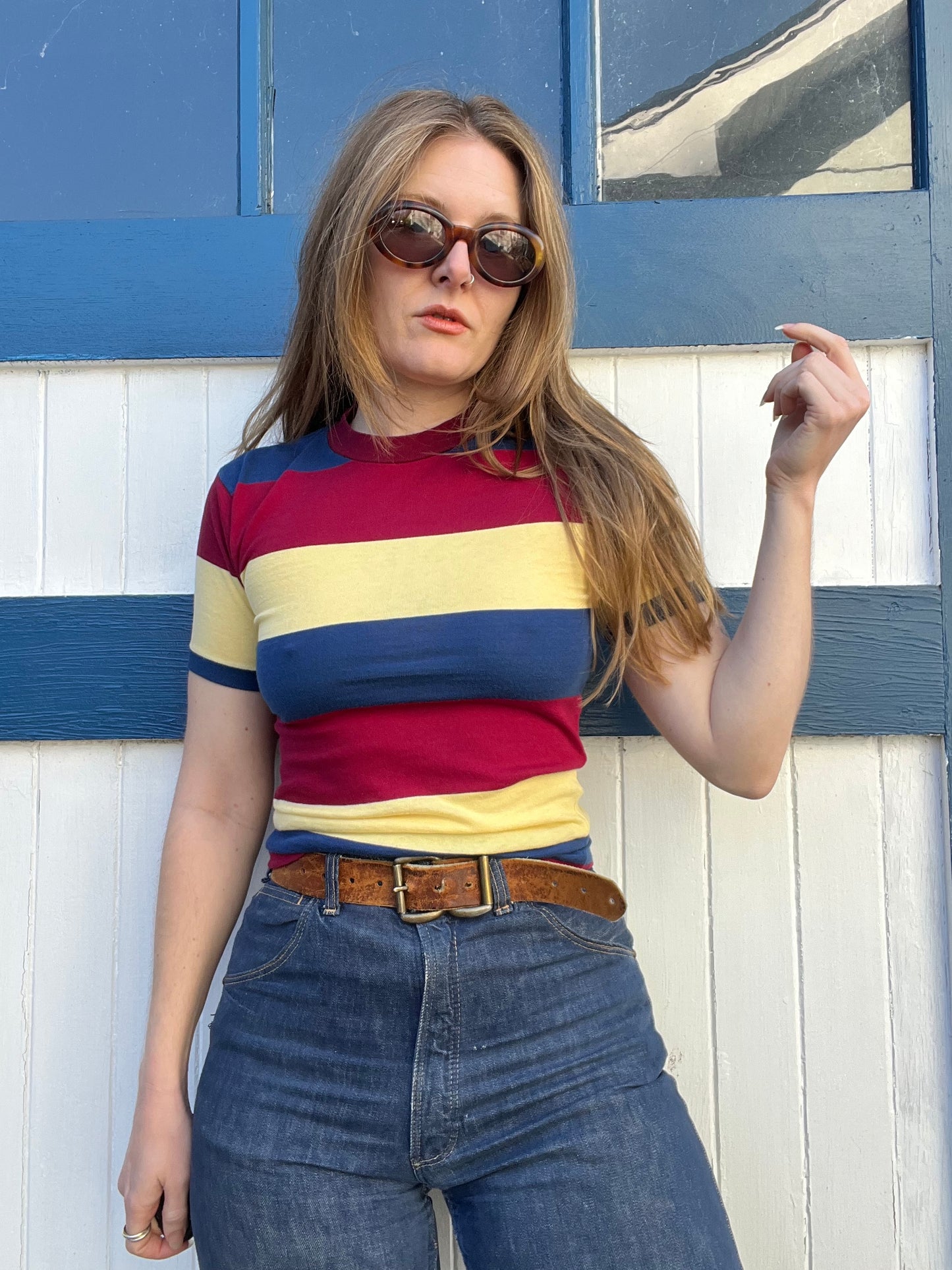 Multi Color 1960s Striped Tee XS