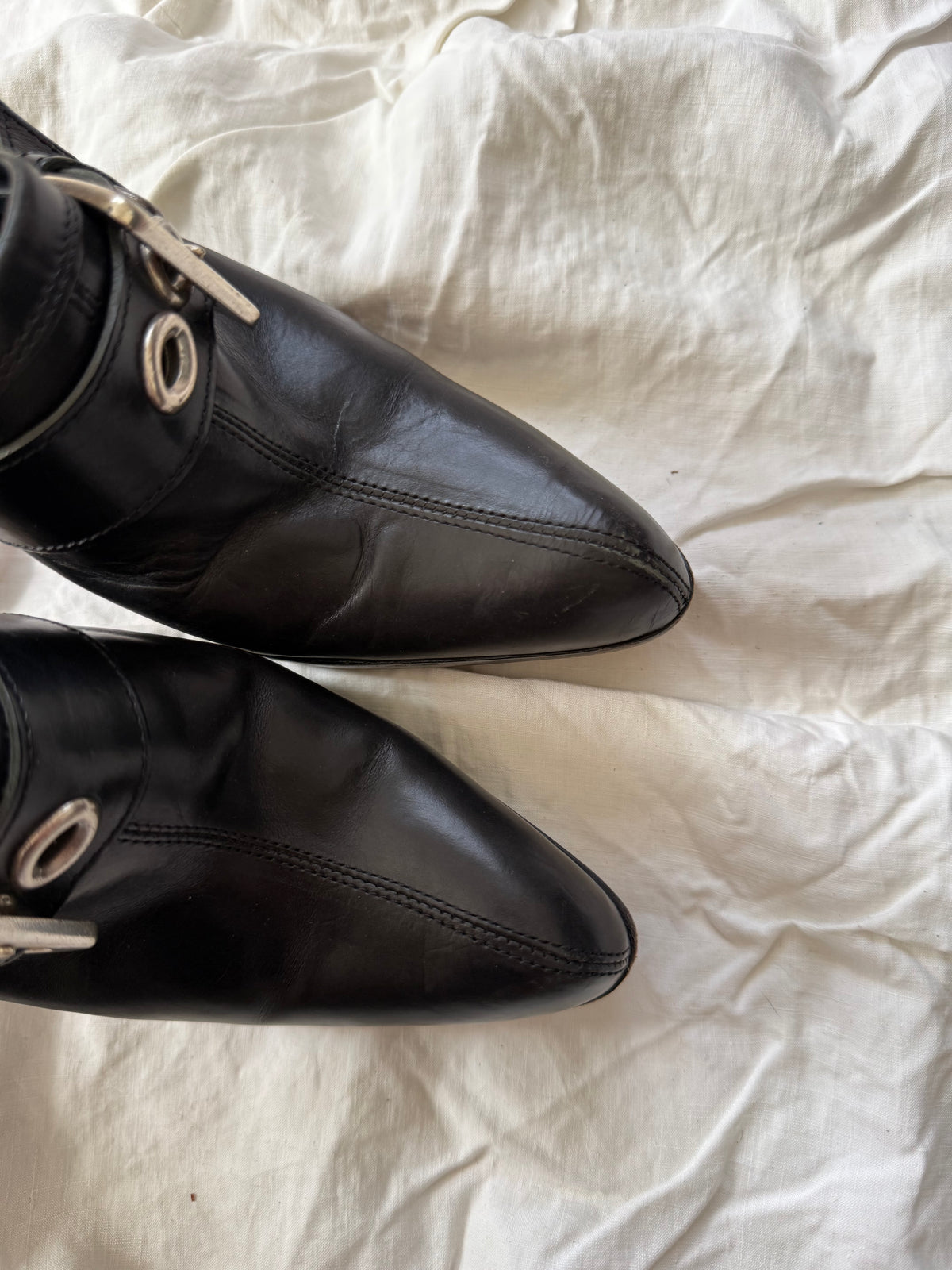 Vintage Yves Saint Laurent Black Leather Clogs with Buckle 36.5
