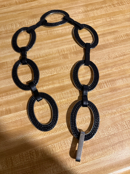 Braided Leather Silver Belt