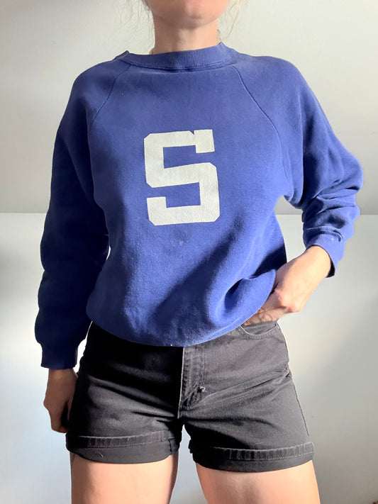1960s S Blue Cotton Crewneck S-L