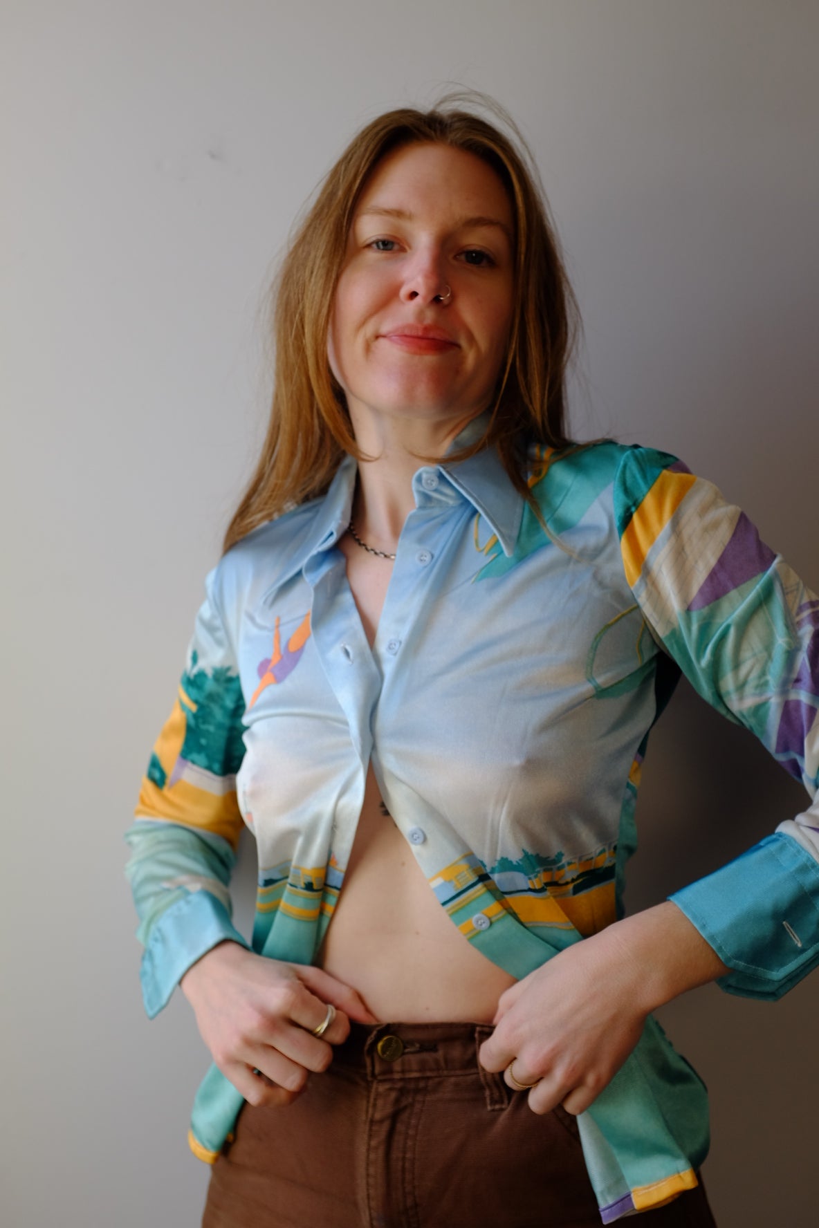 1970’s Button Up Blouse with Divers S/M