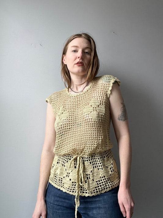 1970s Crochet Tan Top