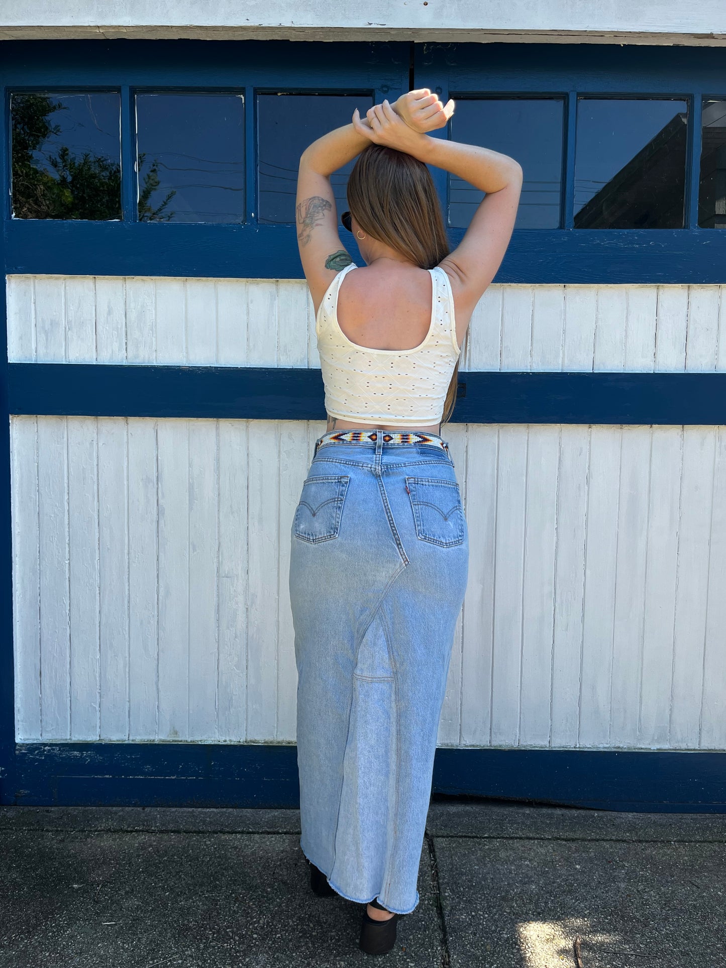 Vintage Denim Maxi Skirt