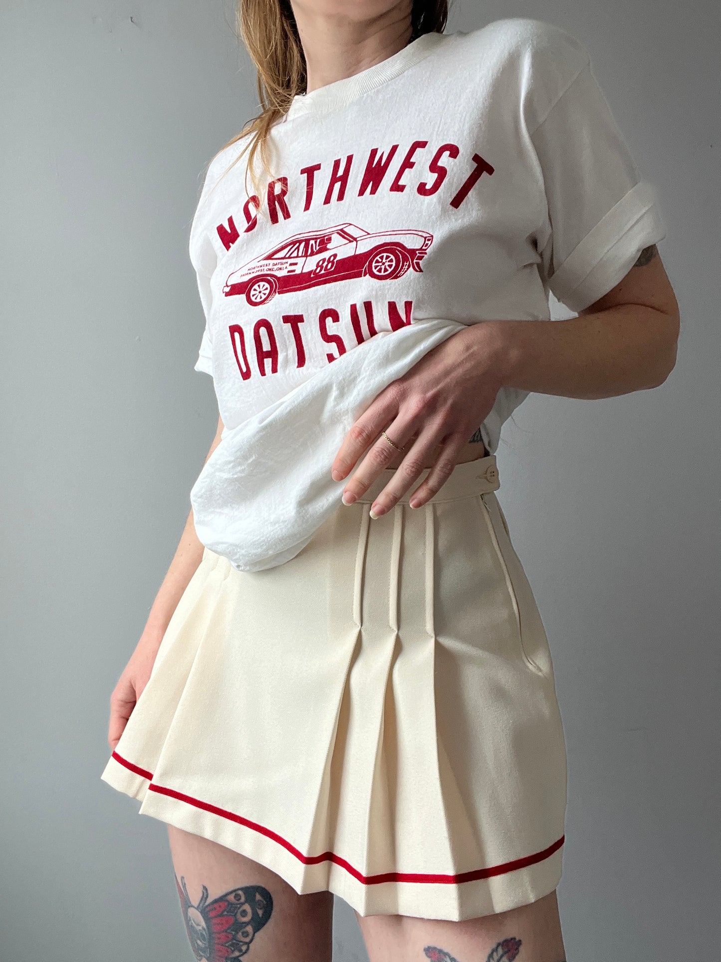 1970s Ellesse Cream Tennis Skirt S