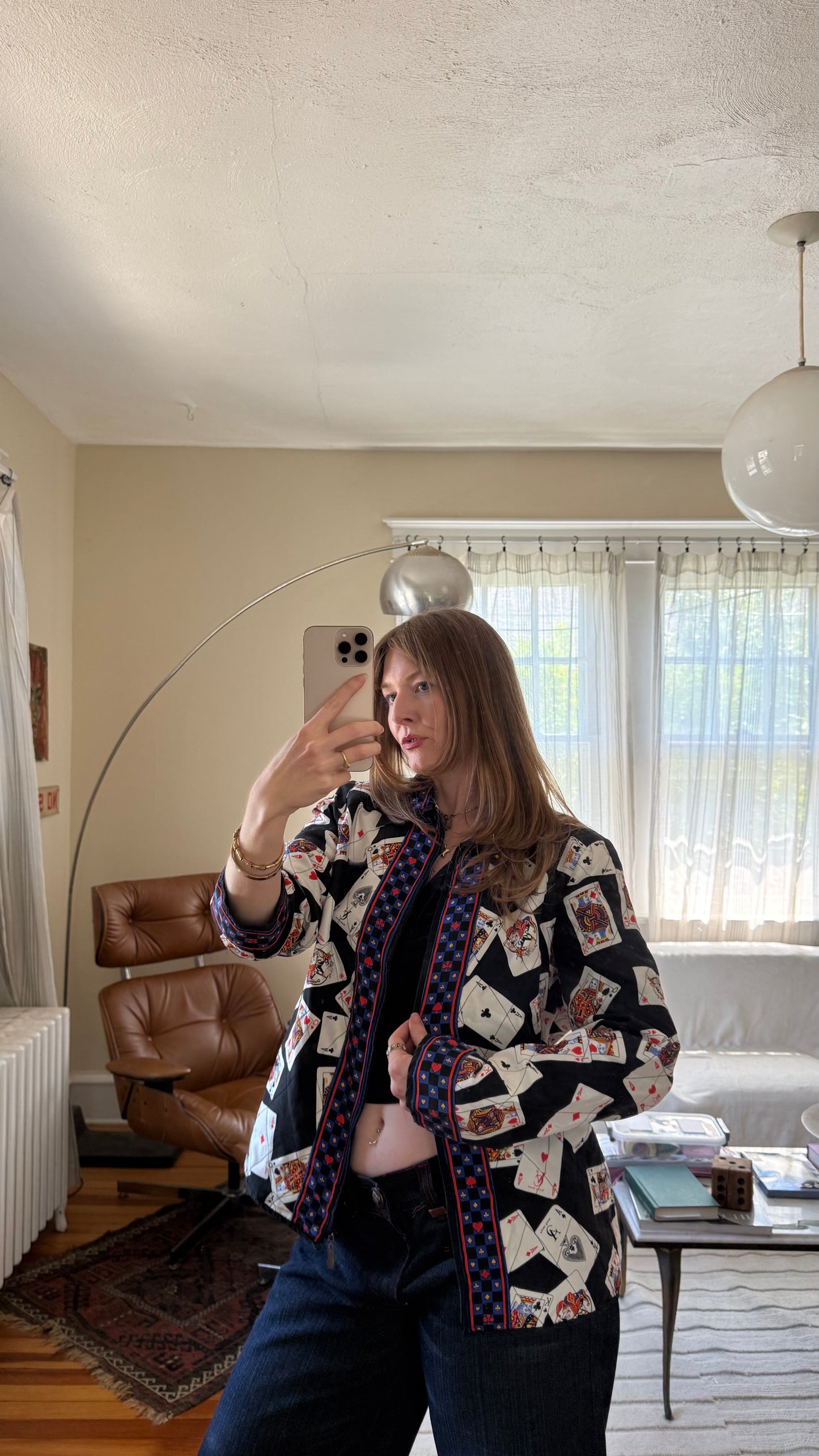 1990s Victor Costa 100% Silk Playing Cards Jacket