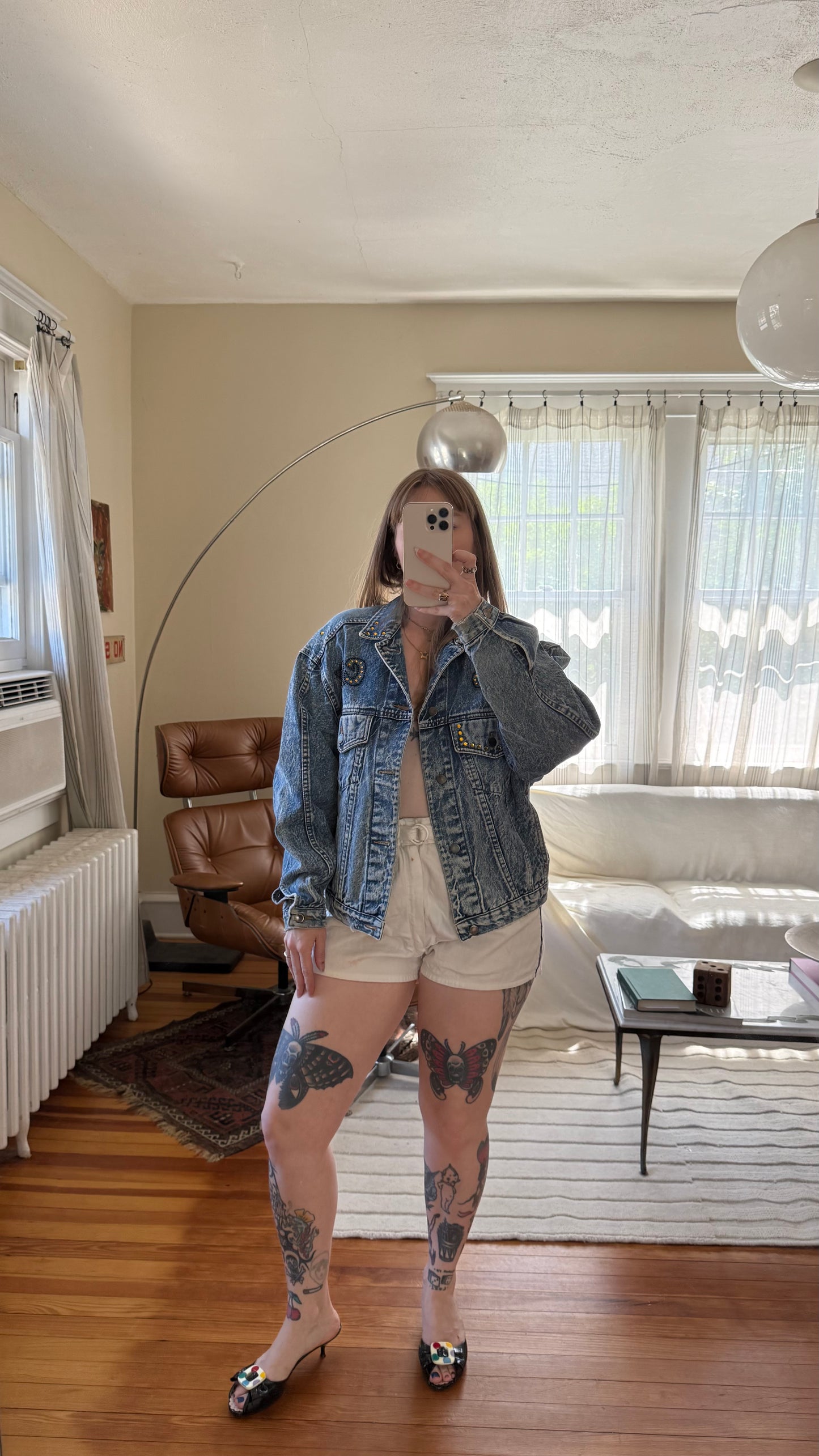 1980s Hand Painted Wild Cat Tiger Denim Jacket S-L
