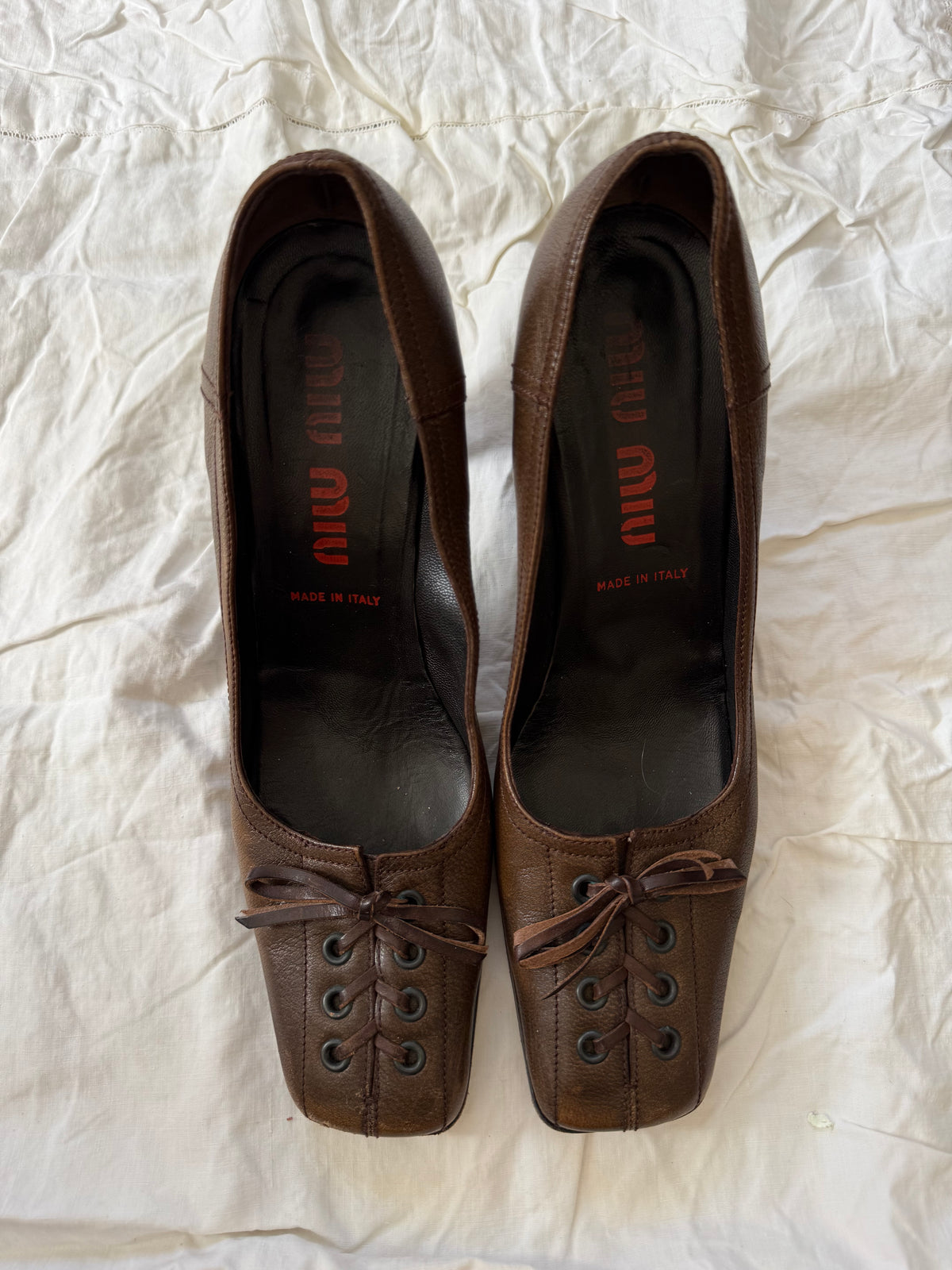 Vintage Leather Lace Up Miu Miu Pumps 39.5